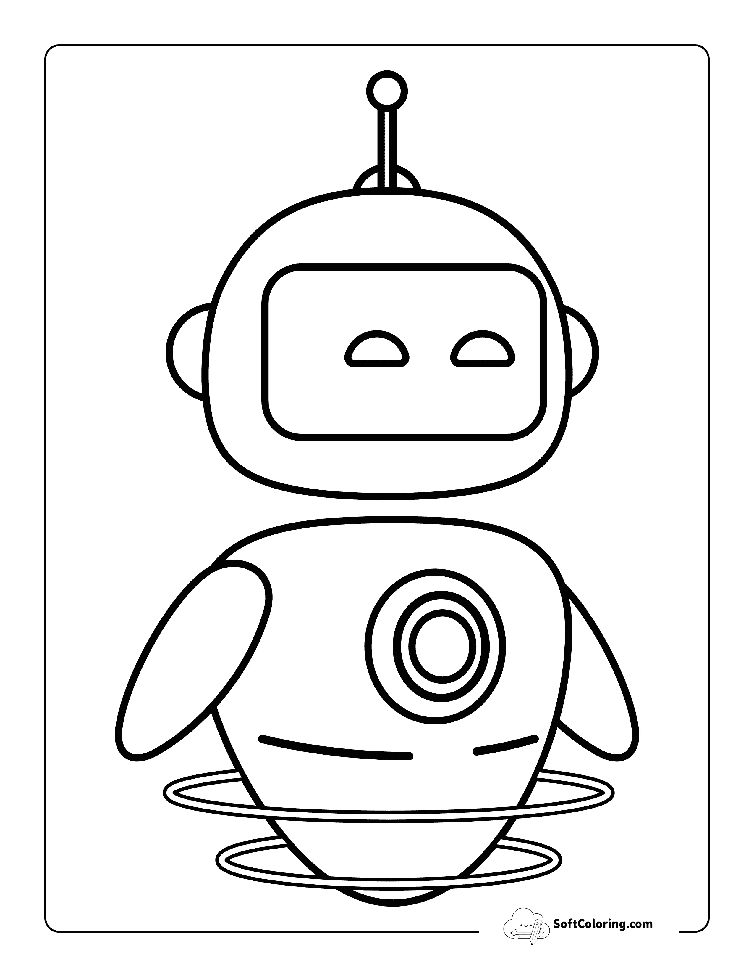 Cute Cool Hovering Robot Coloring Sheet For Kids