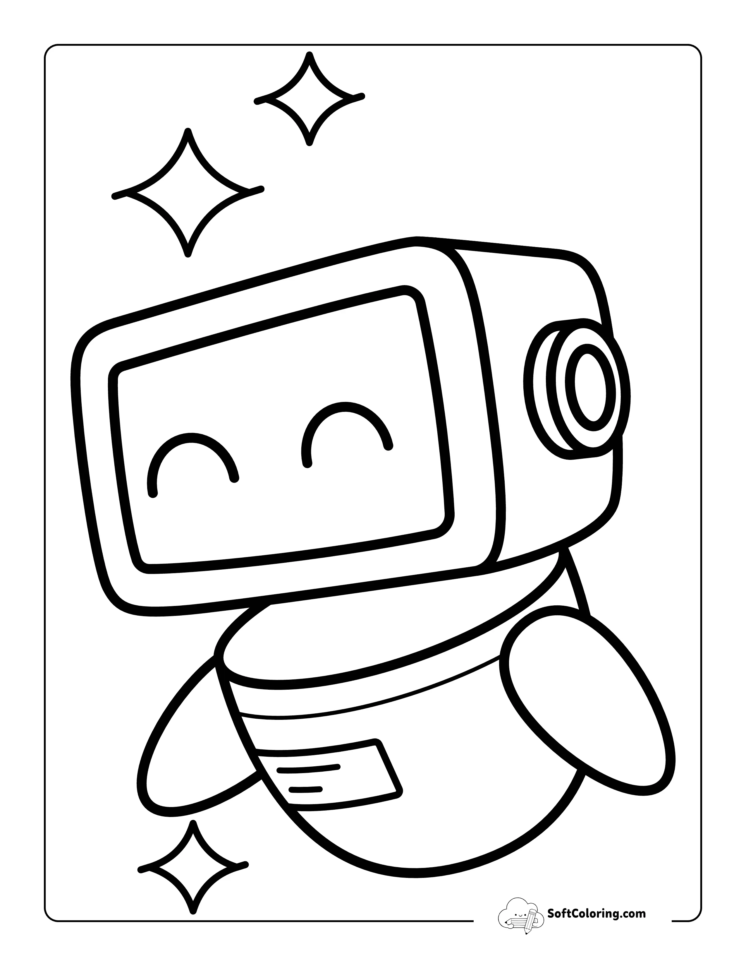 Cute Friendly Futuristic Robot Coloring Page For Kids