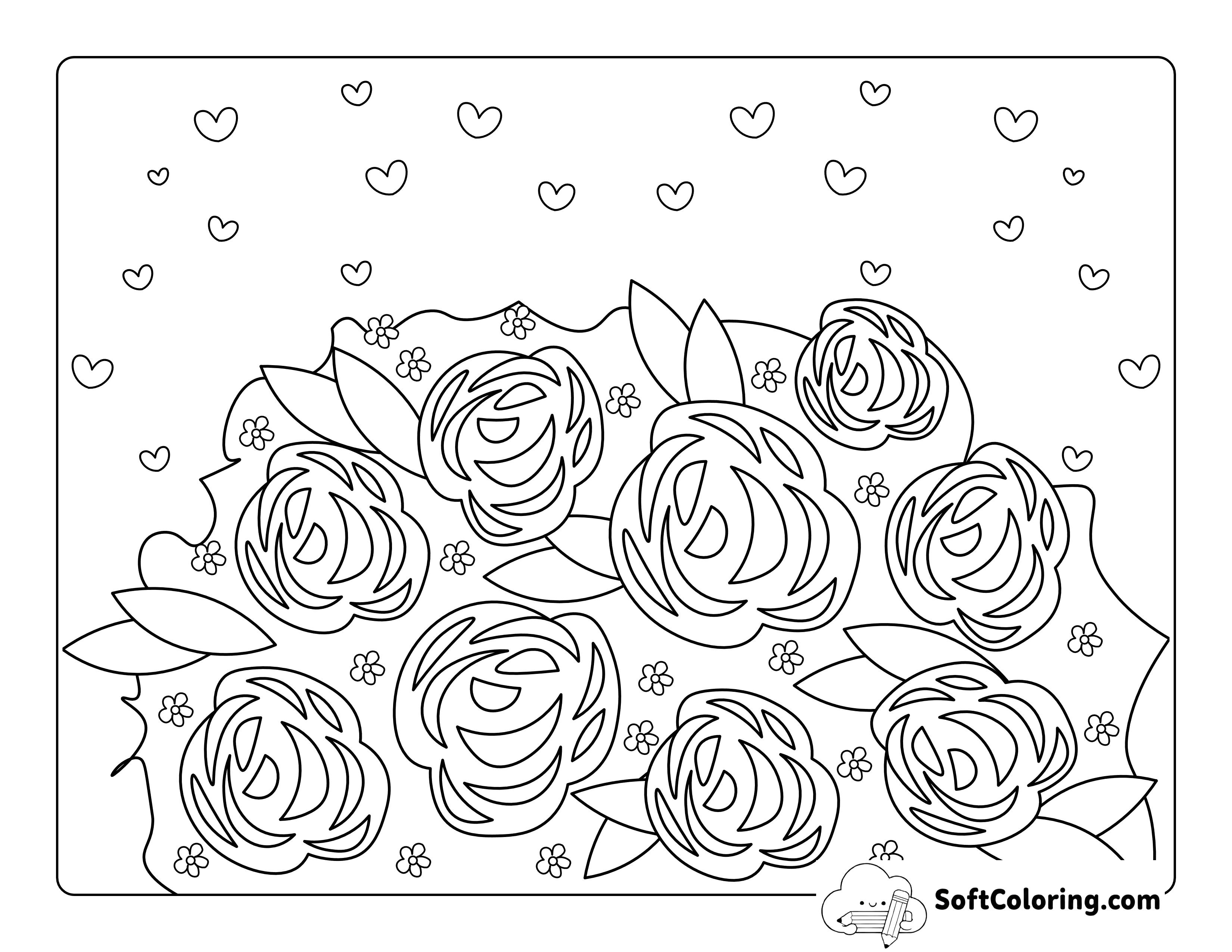 Cute Rose Coloring Page