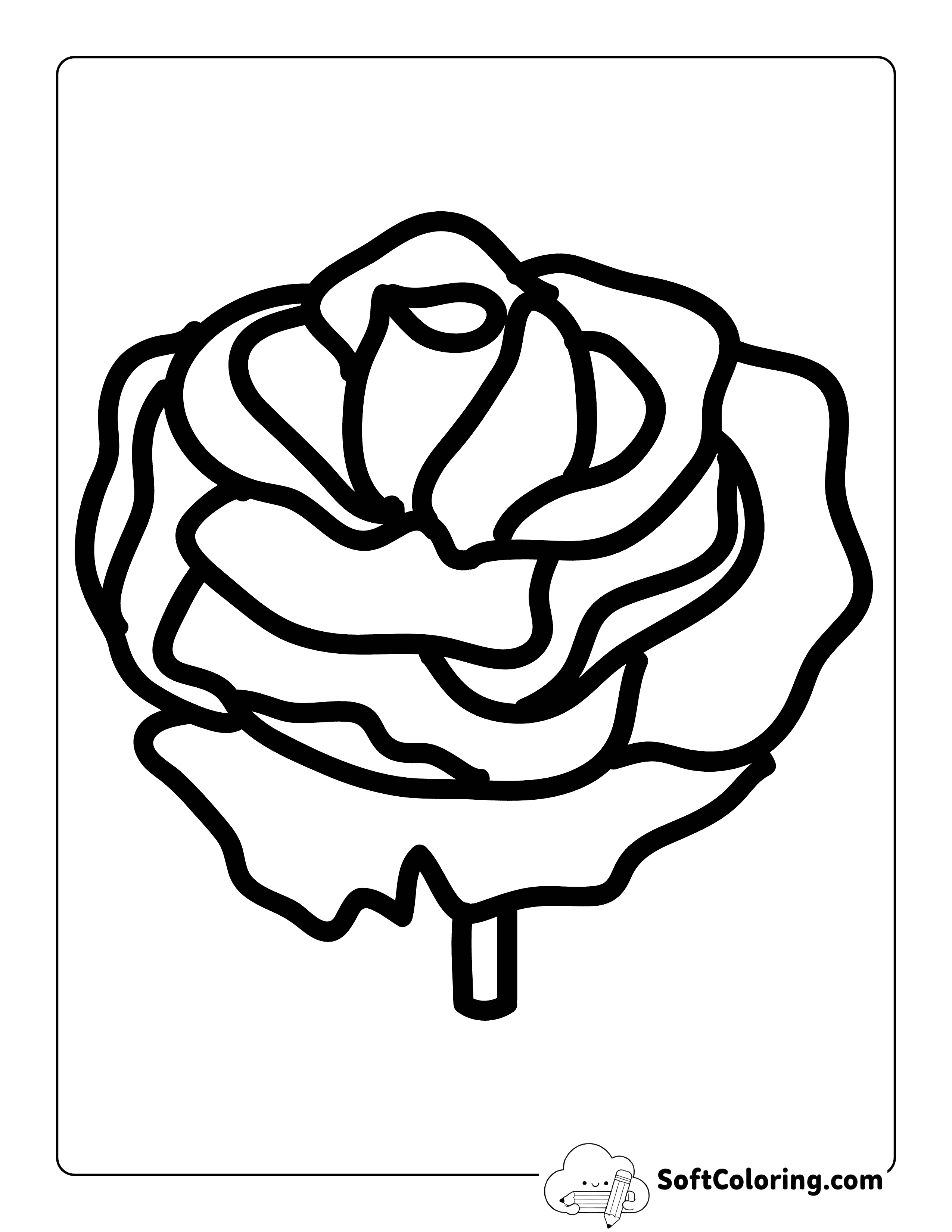 Easy Rose Printable to Color