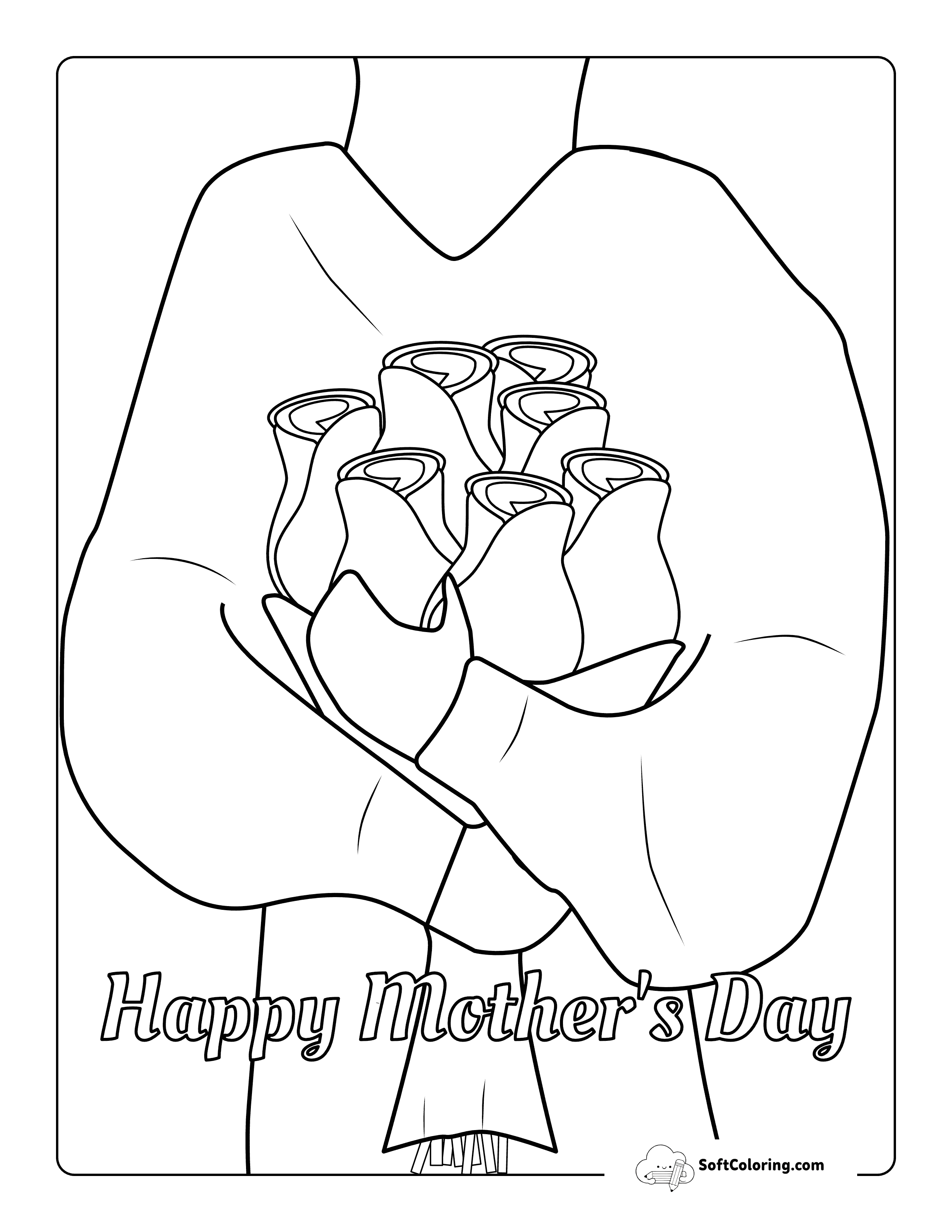 Rose Bouquet Mother's Day Coloring Page