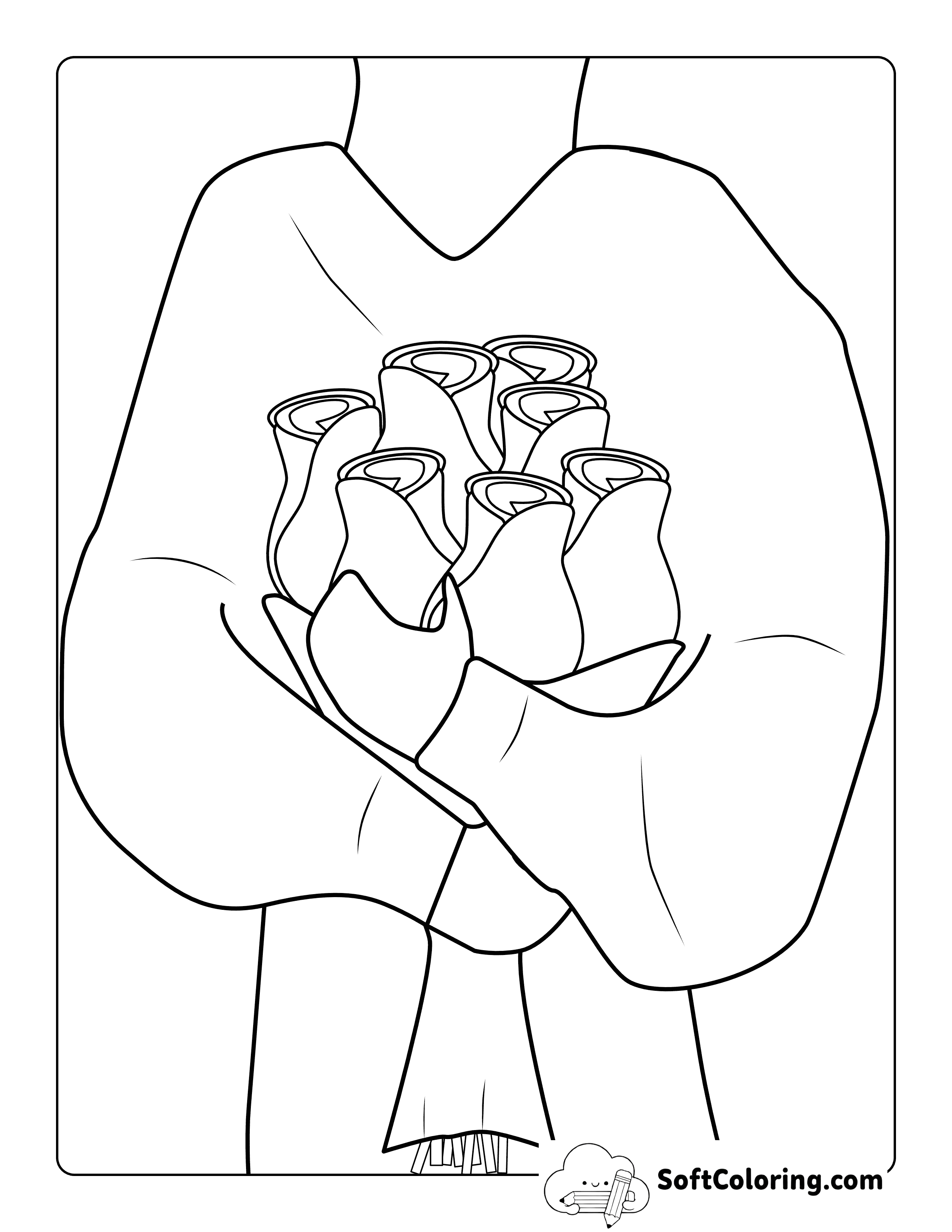 Rose Bouquet Gift Printable Coloring Sheet