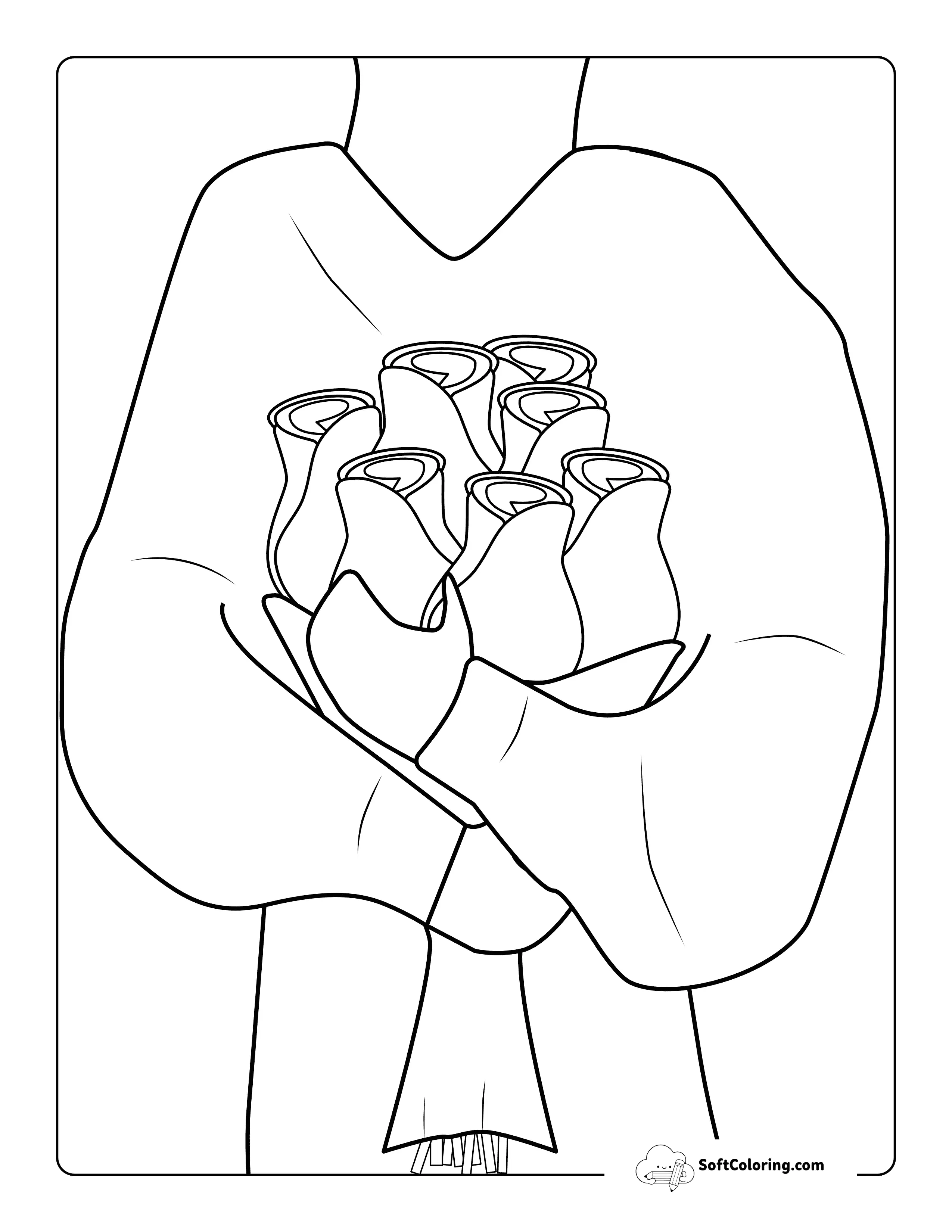 Rose Bouquet Gift Printable Coloring Sheet