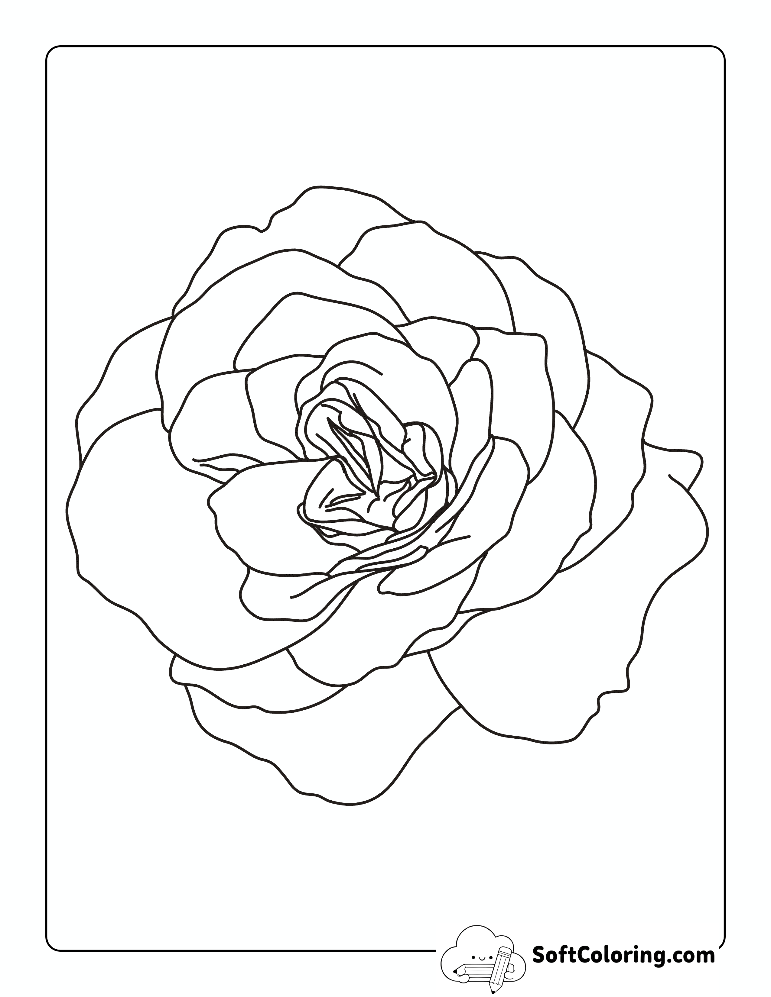 Easy Realistic Rose Coloring Sheet