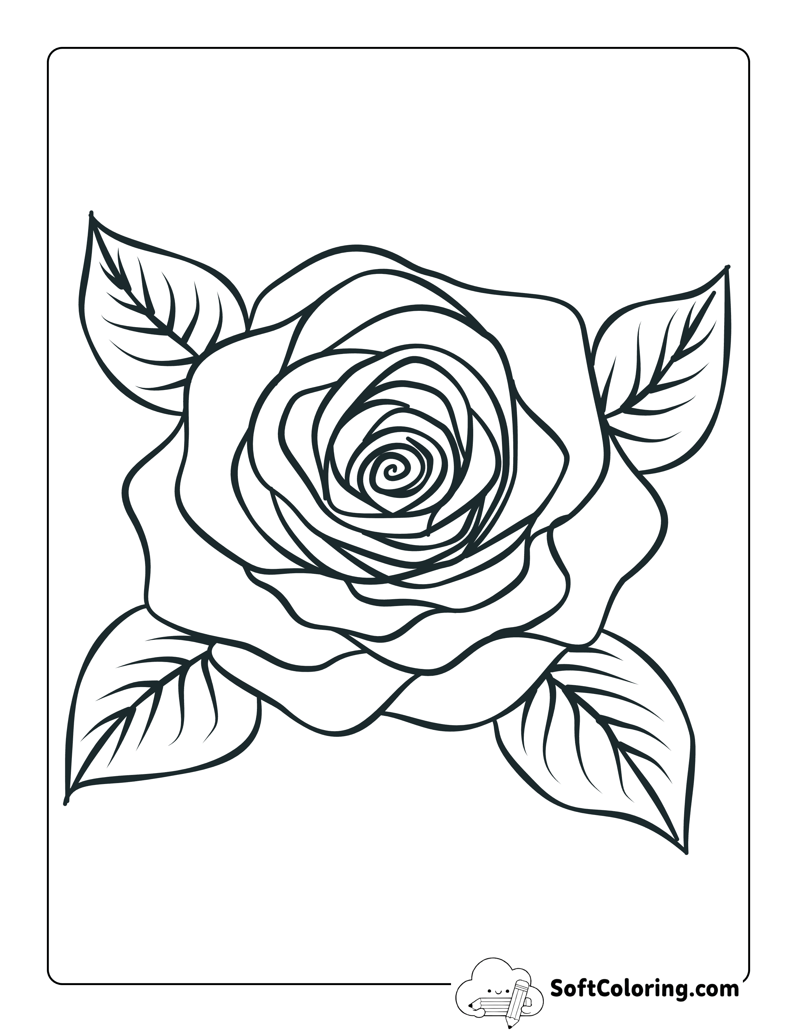 Easy Rose Printable to Color