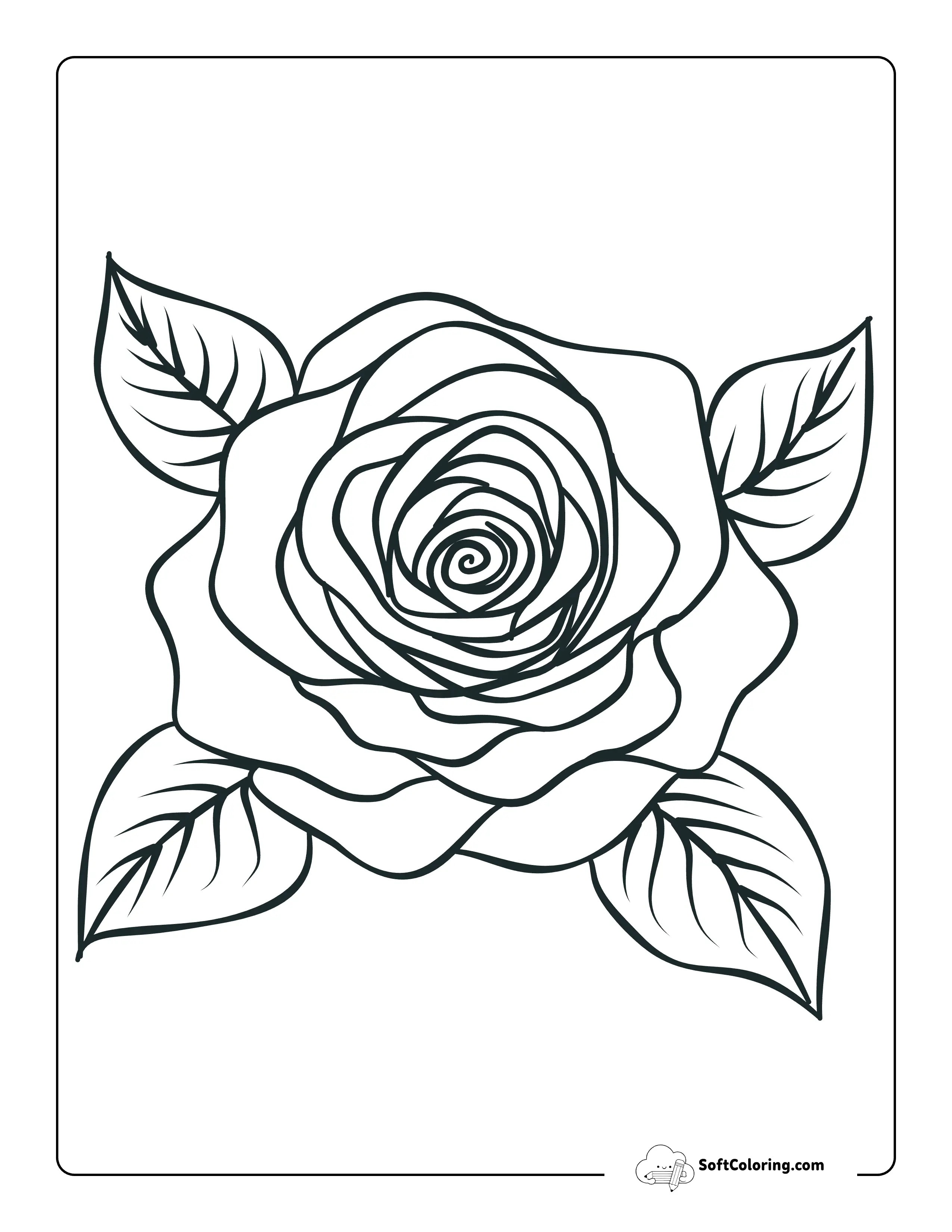 Easy Rose Printable To Color