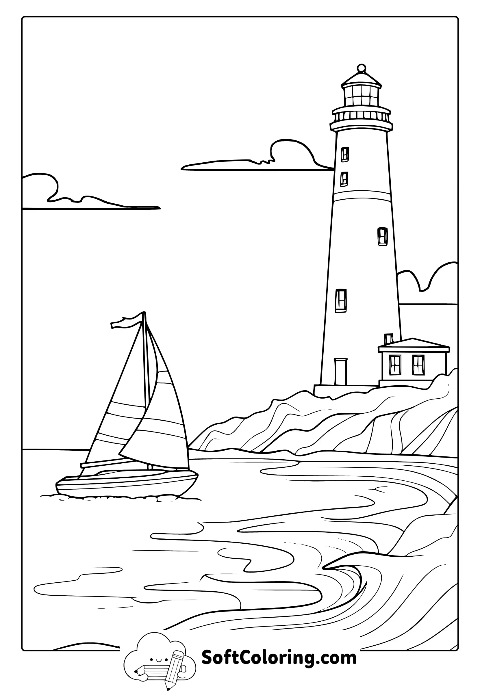 sailing boat trip coloring page