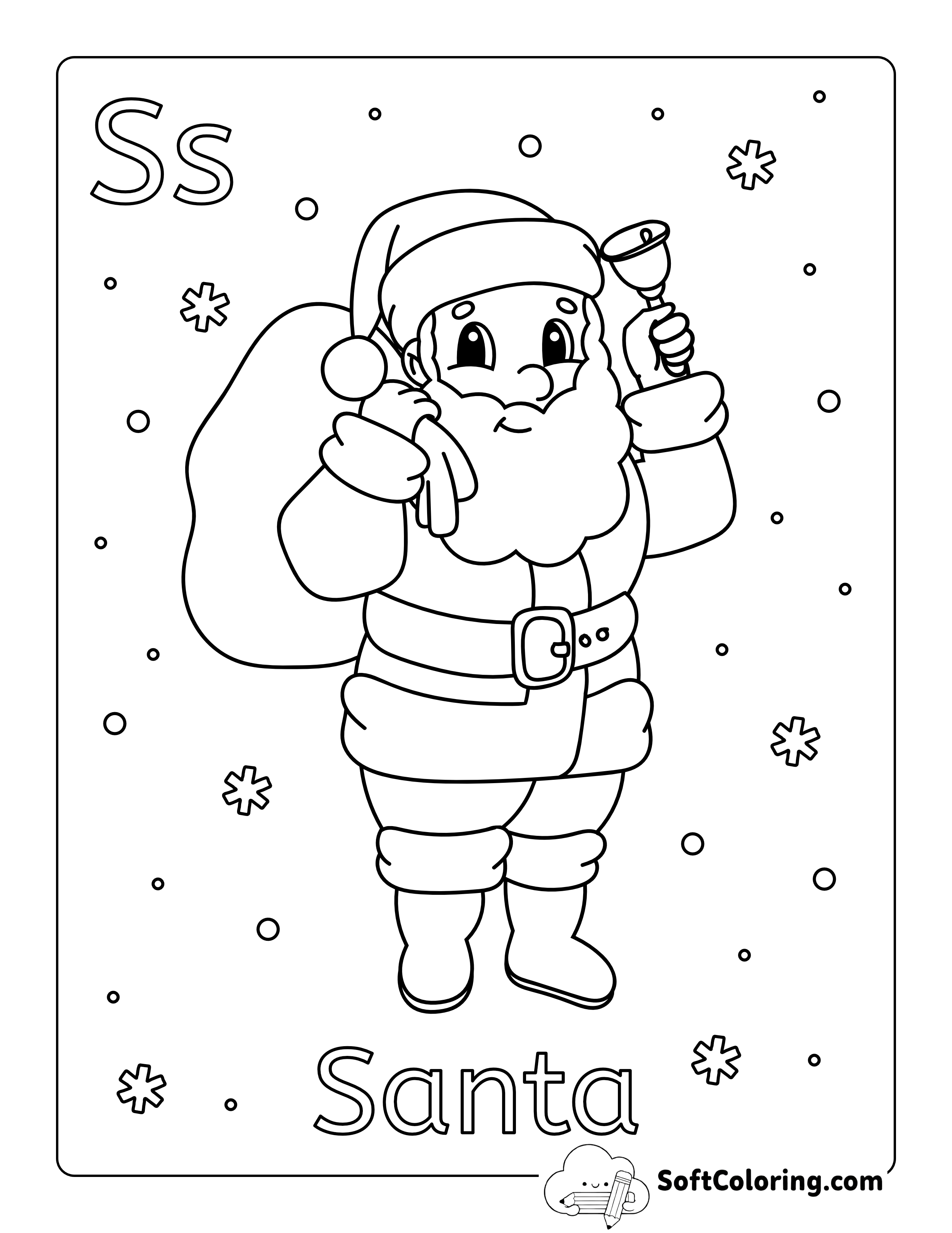 Santa Alphabet Printable to Color