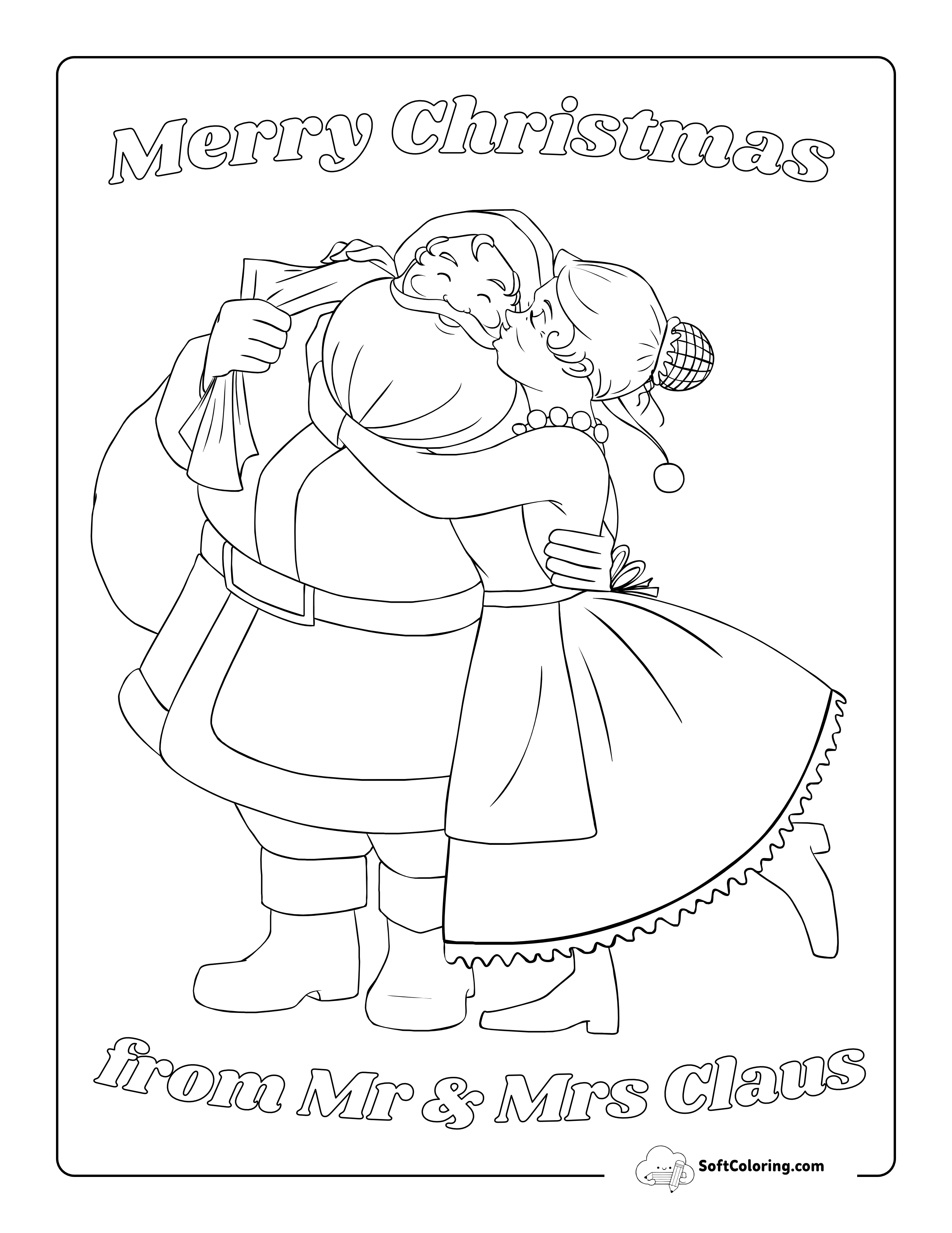 Mr & Mrs Santa Claus Picture To Color