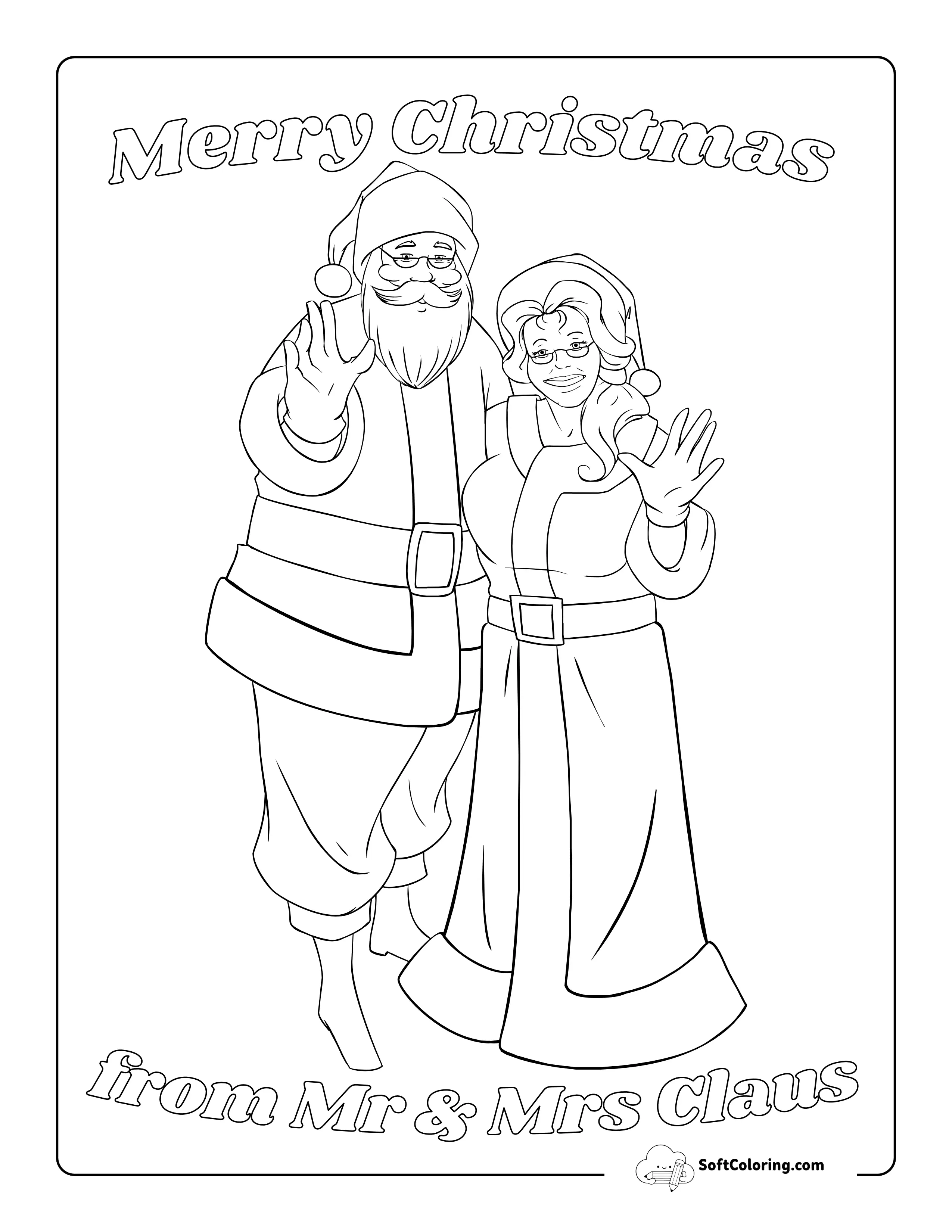 Mr & Mrs Santa Claus Coloring Page