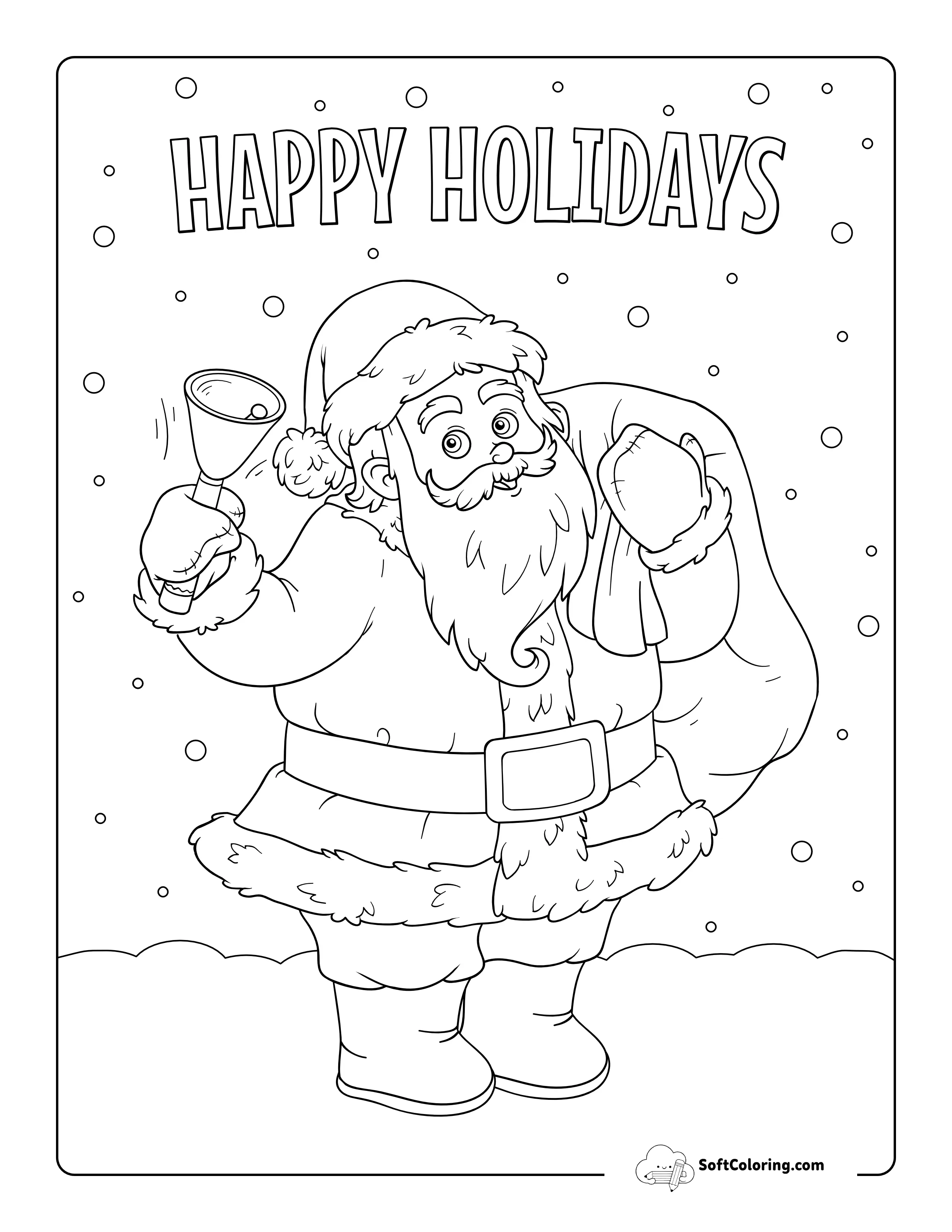 Father Christmas With Bell Coloring Page