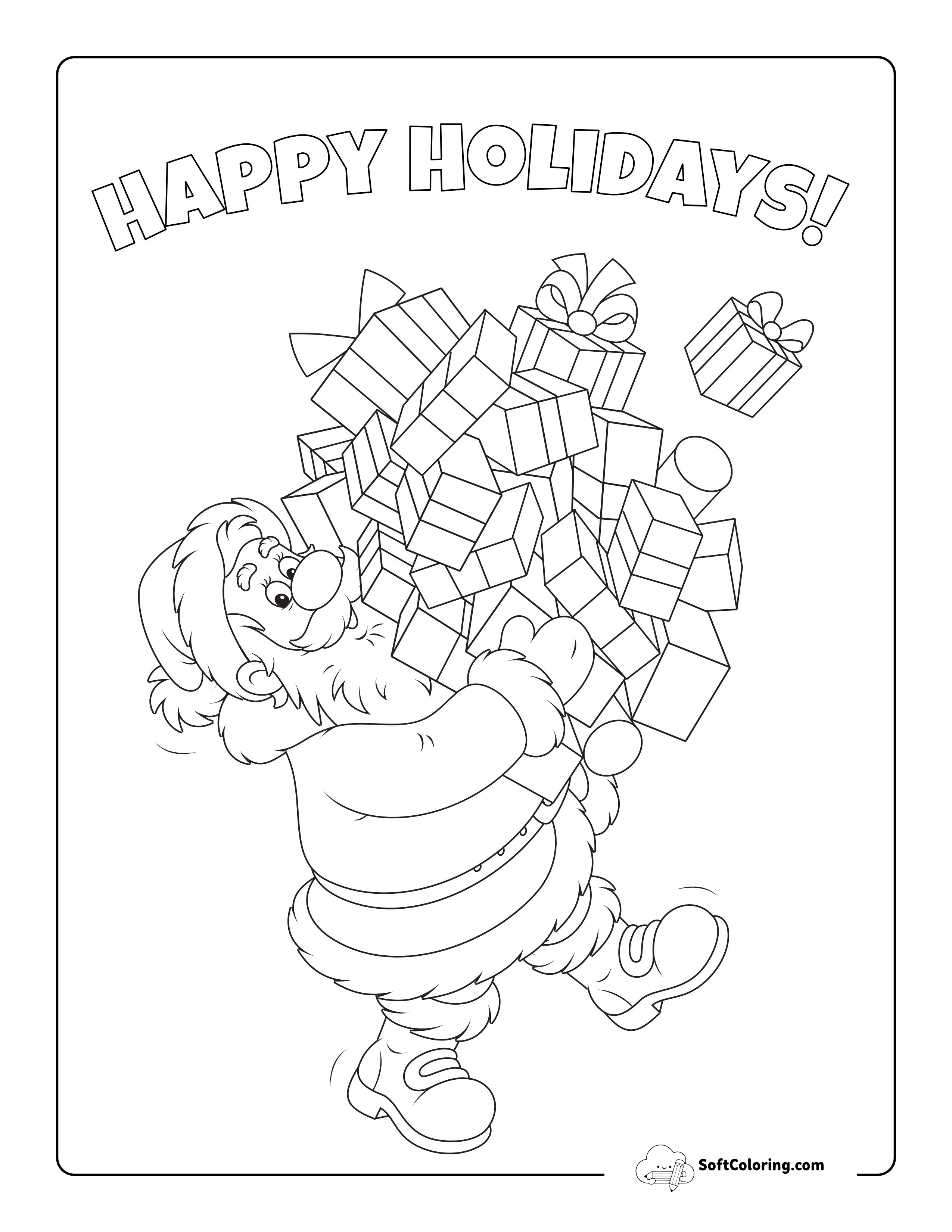"Happy Holidays" Santa Claus Coloring Sheet