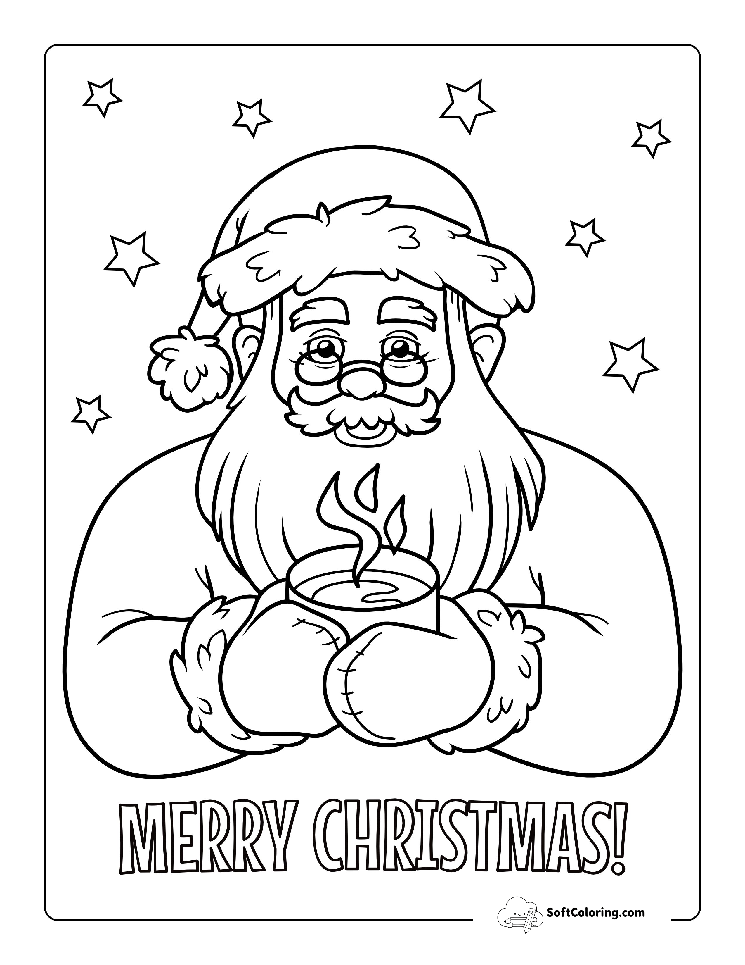 "Merry Christmas" Santa Claus Coloring Page