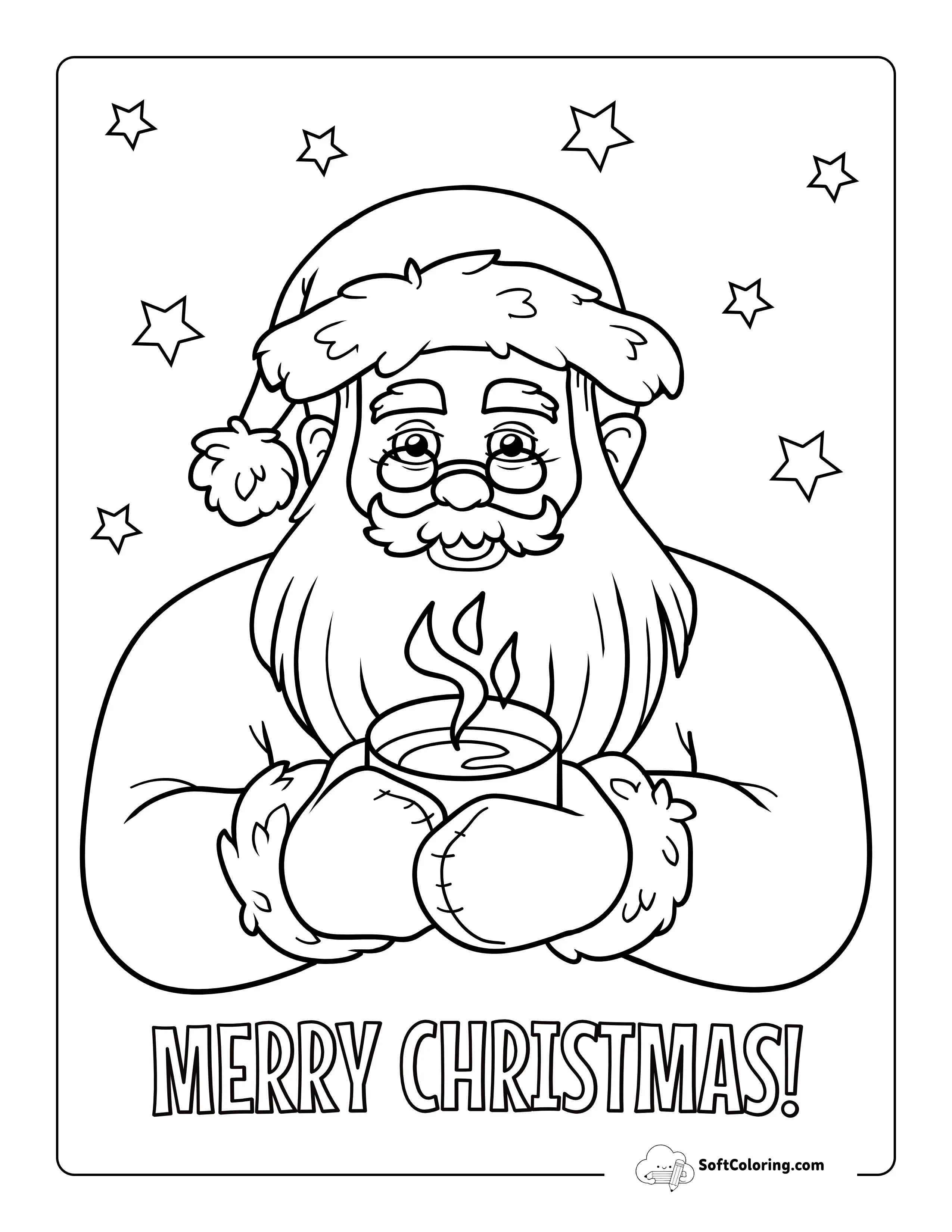 "Merry Christmas" Santa Claus Coloring Page