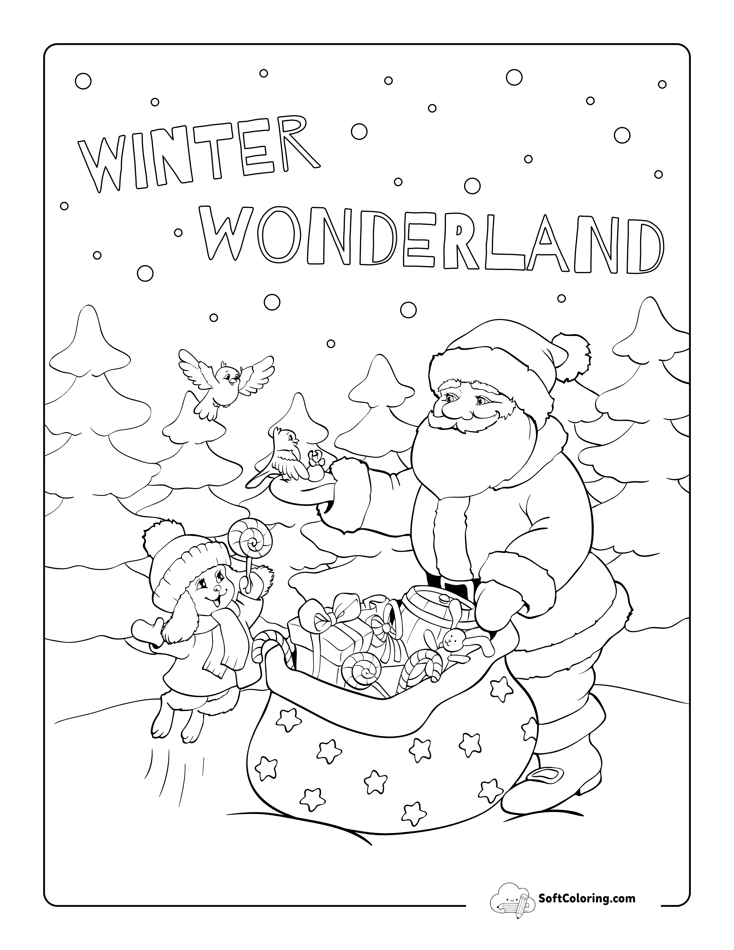 Santa Claus Giving Gifts To Cute Animals