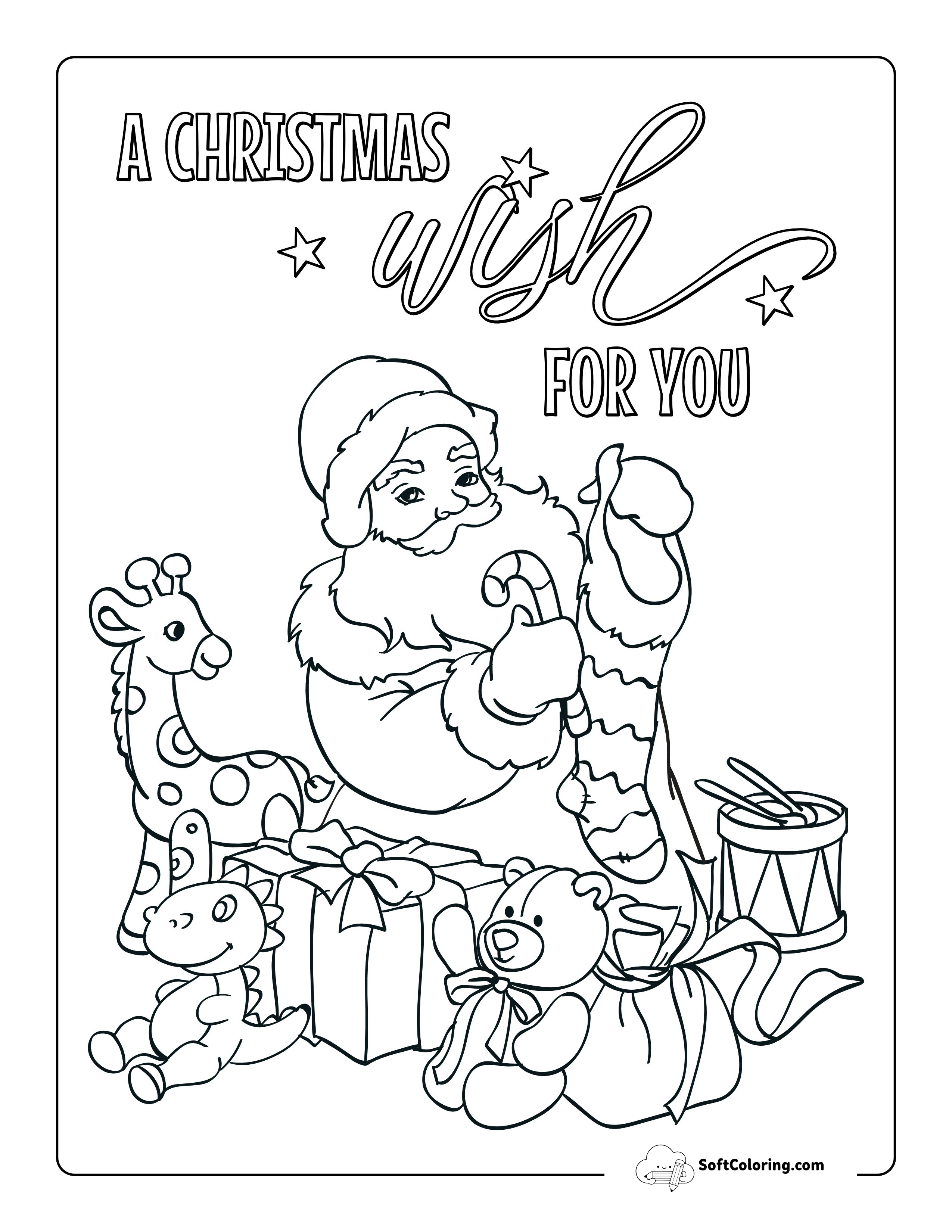 Santa Filling Christmas Stocking Picture To Color