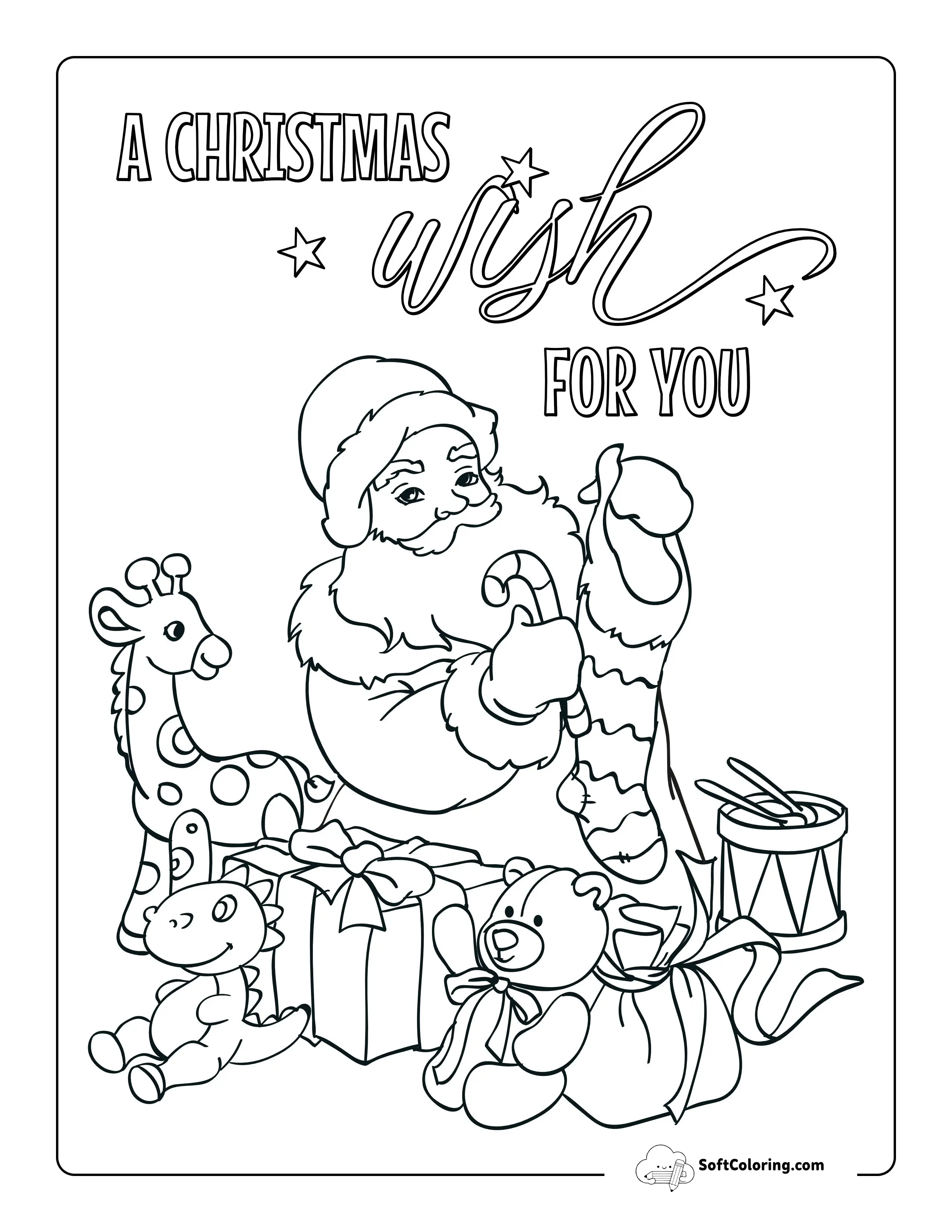 Santa Filling Christmas Stocking Picture To Color