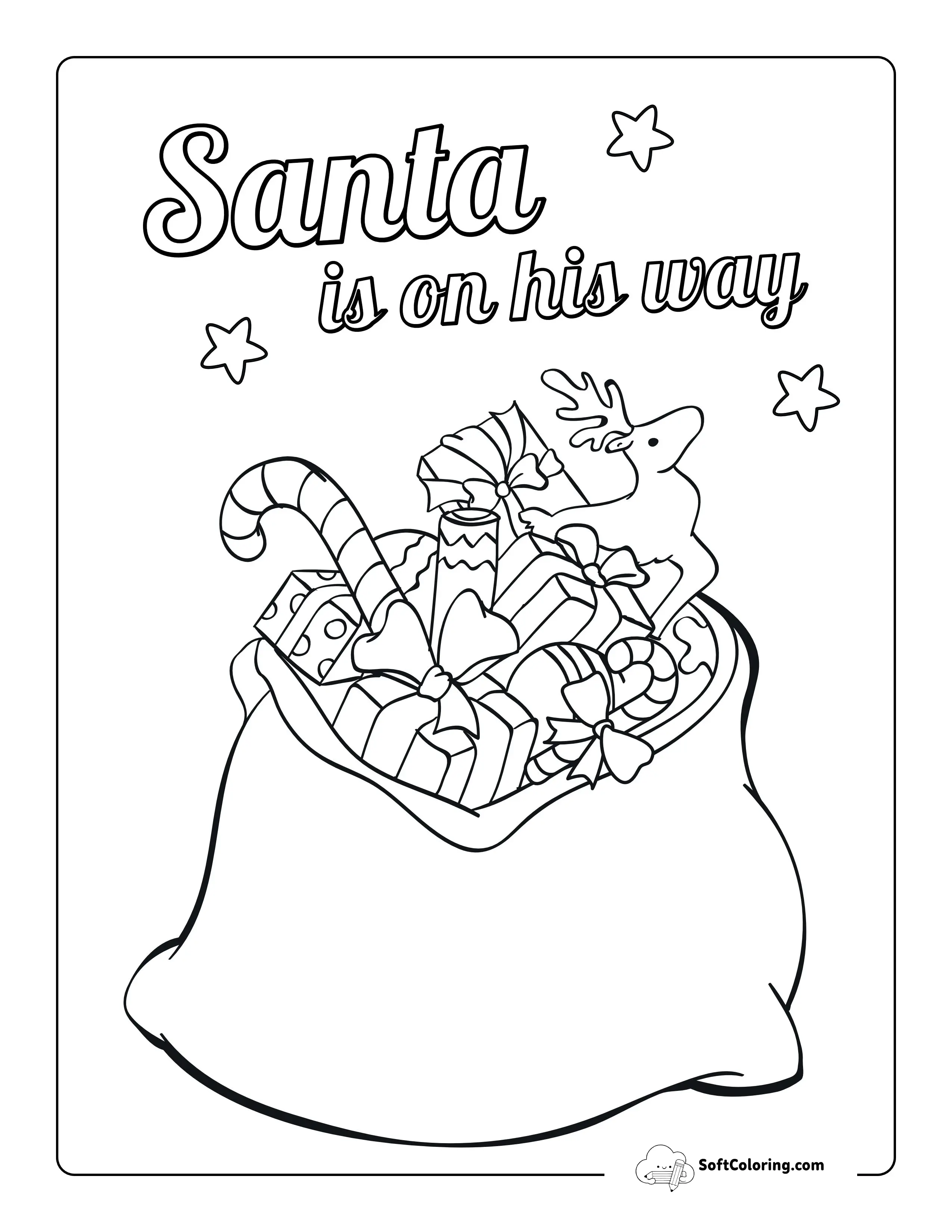 Sack Of Christmas Gifts Coloring Sheet