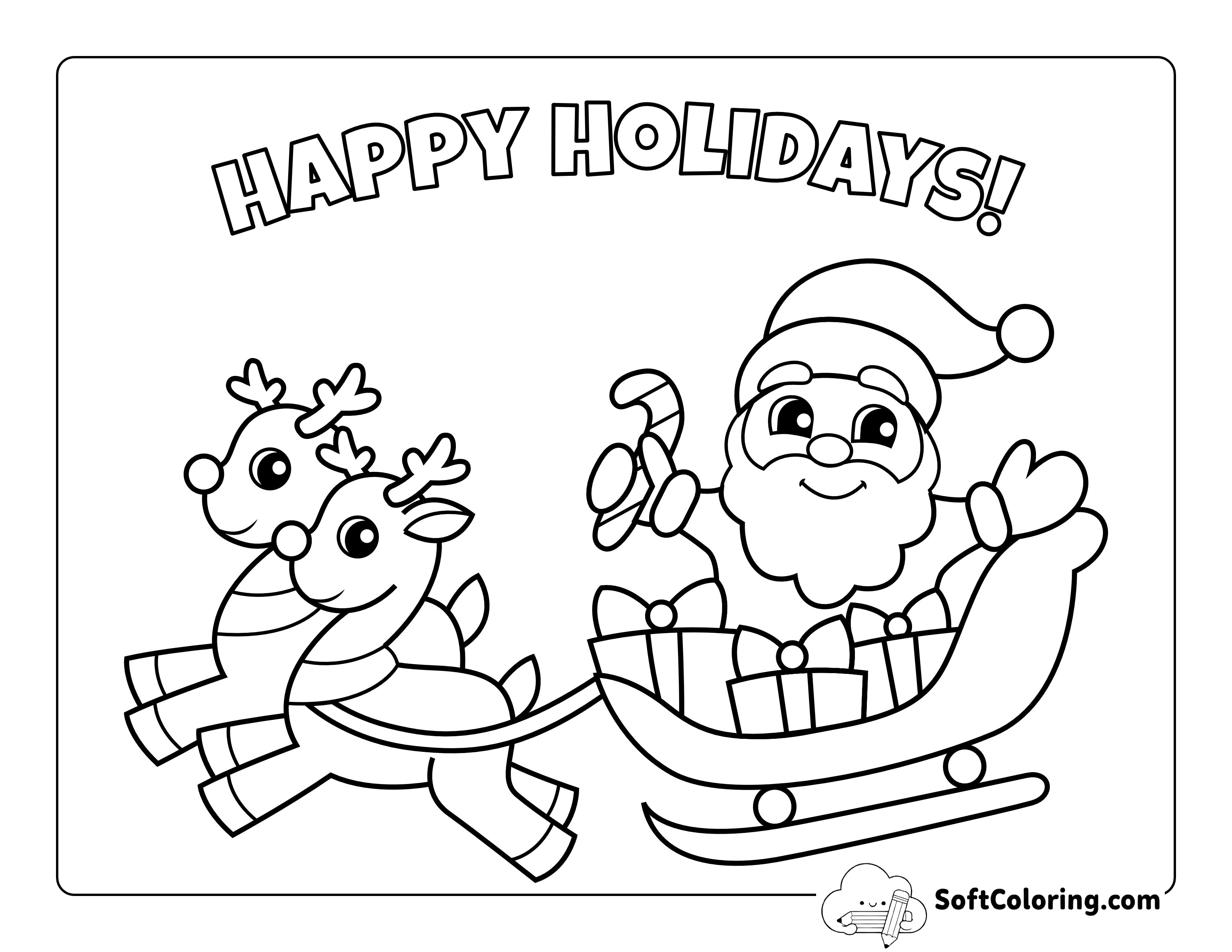 "Happy Holidays" Picture to Color