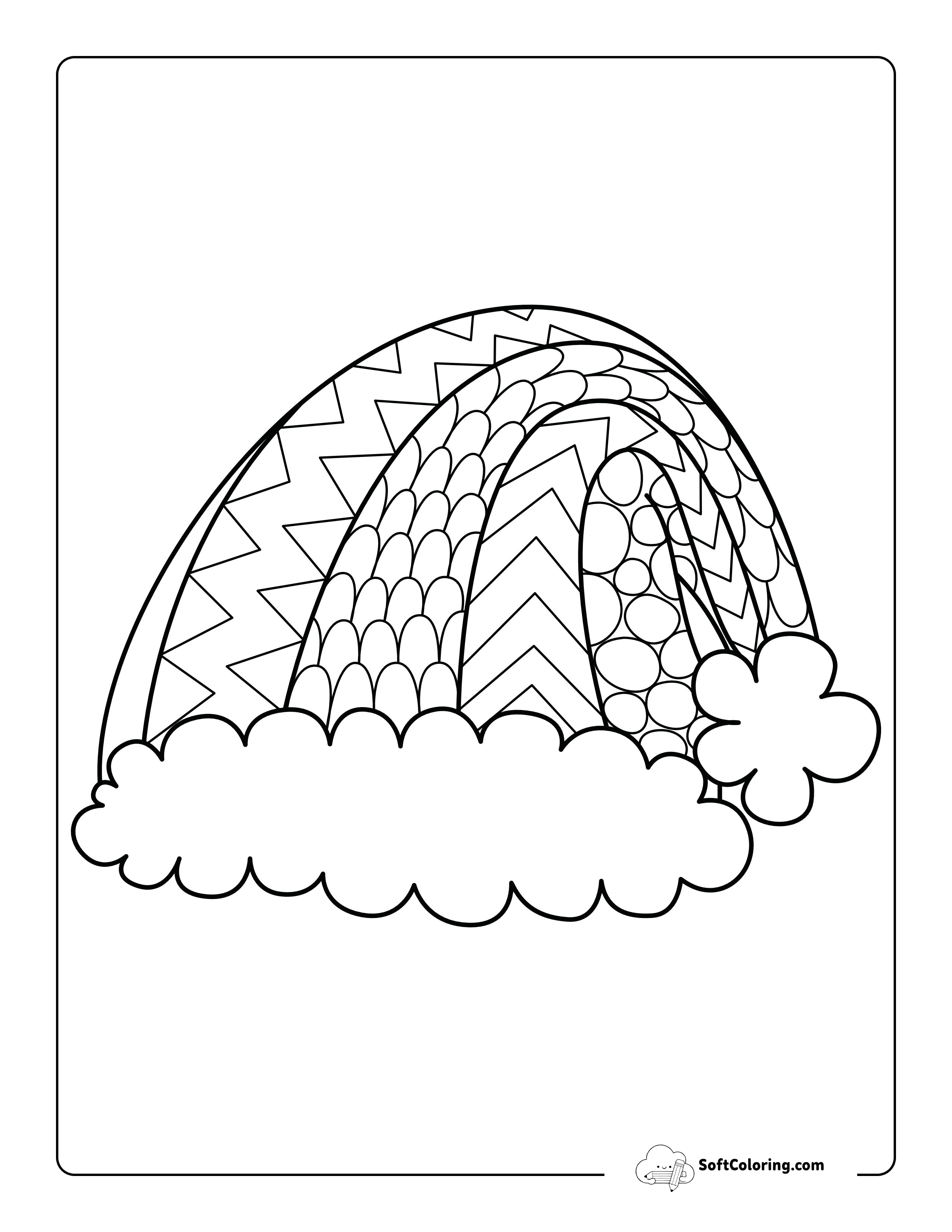 Santa Hat Zentangle To Color