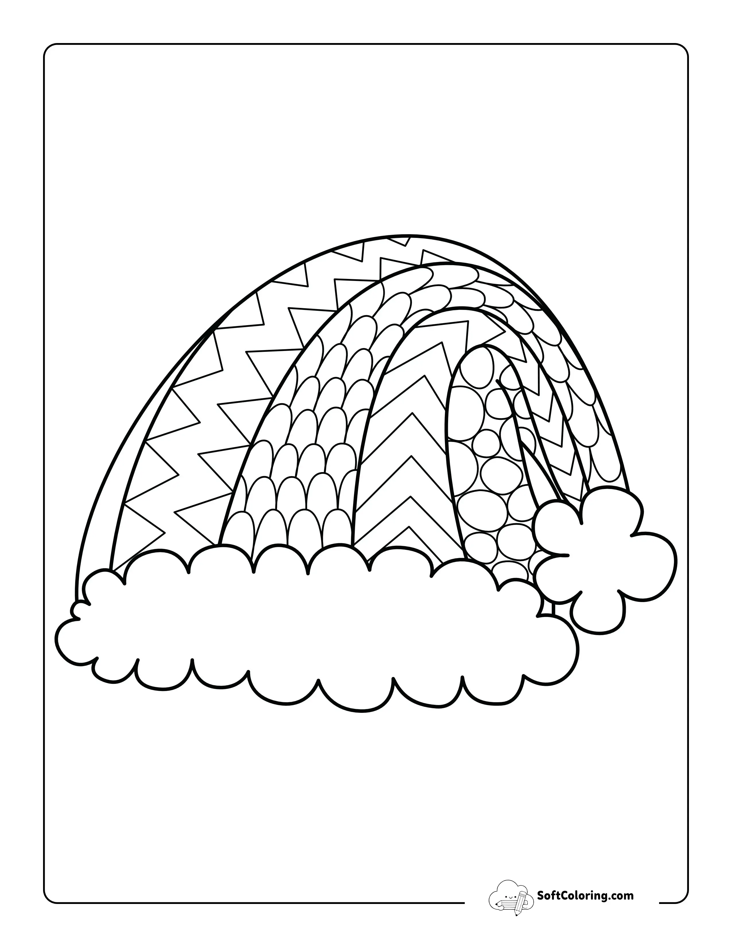 Santa Hat Zentangle To Color