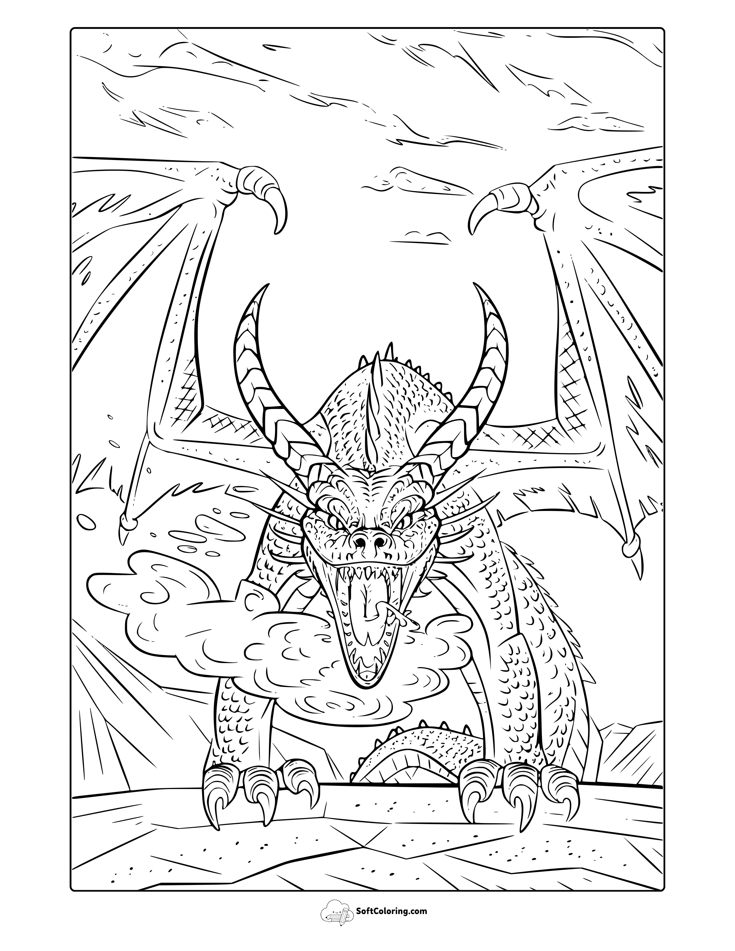 Scary Realistic Dragon Coloring Page
