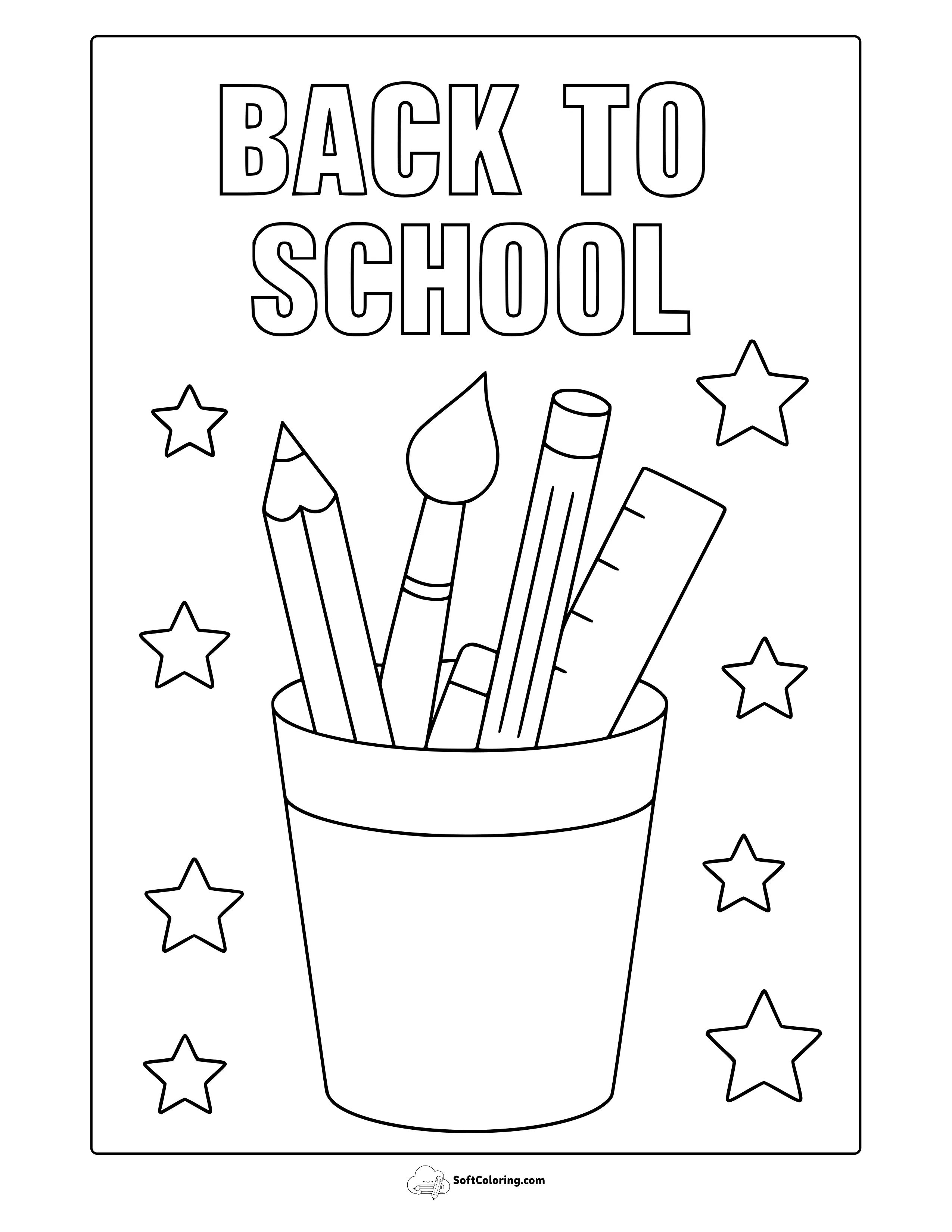 School Materials Coloring Page