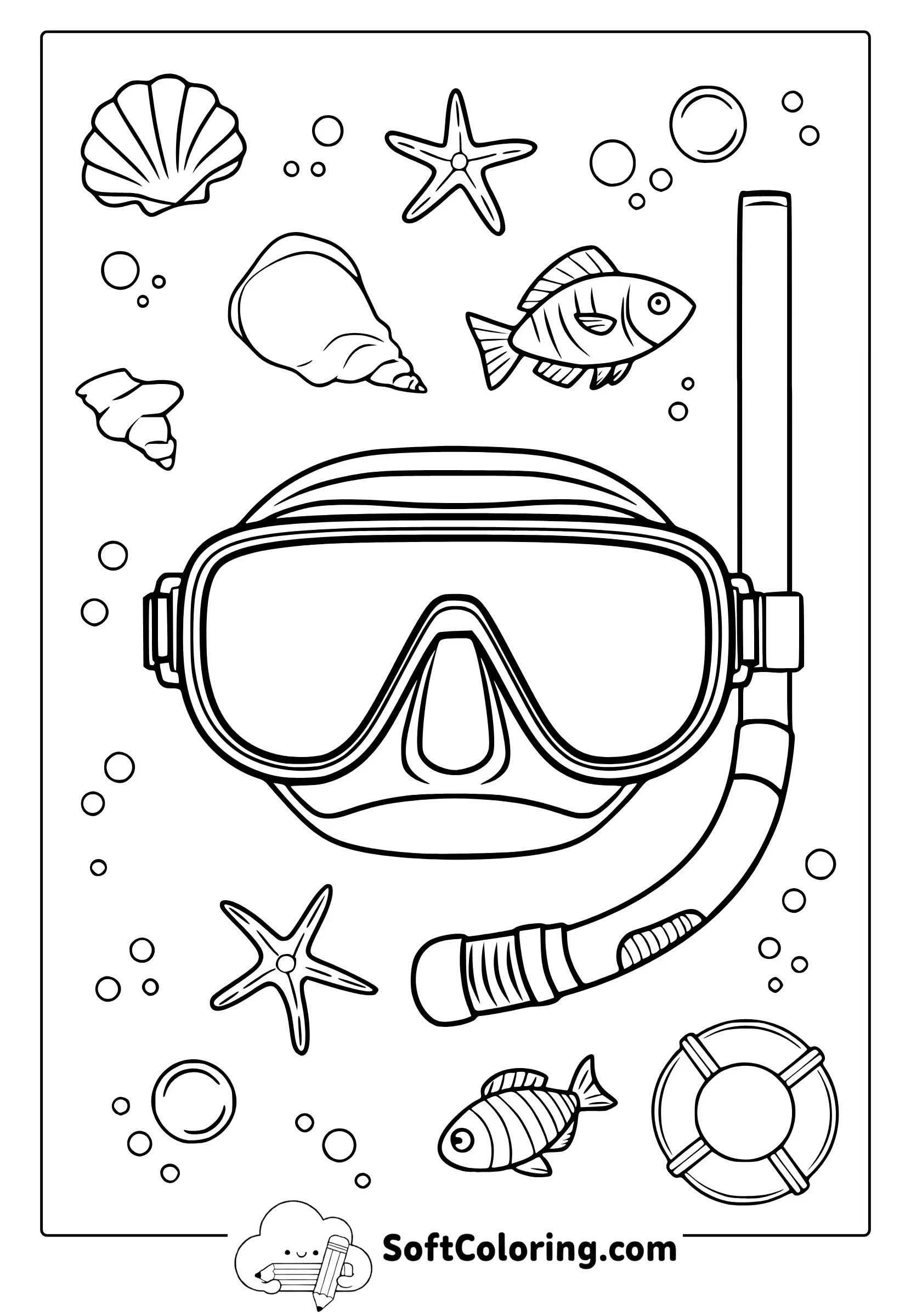 sea elements coloring page
