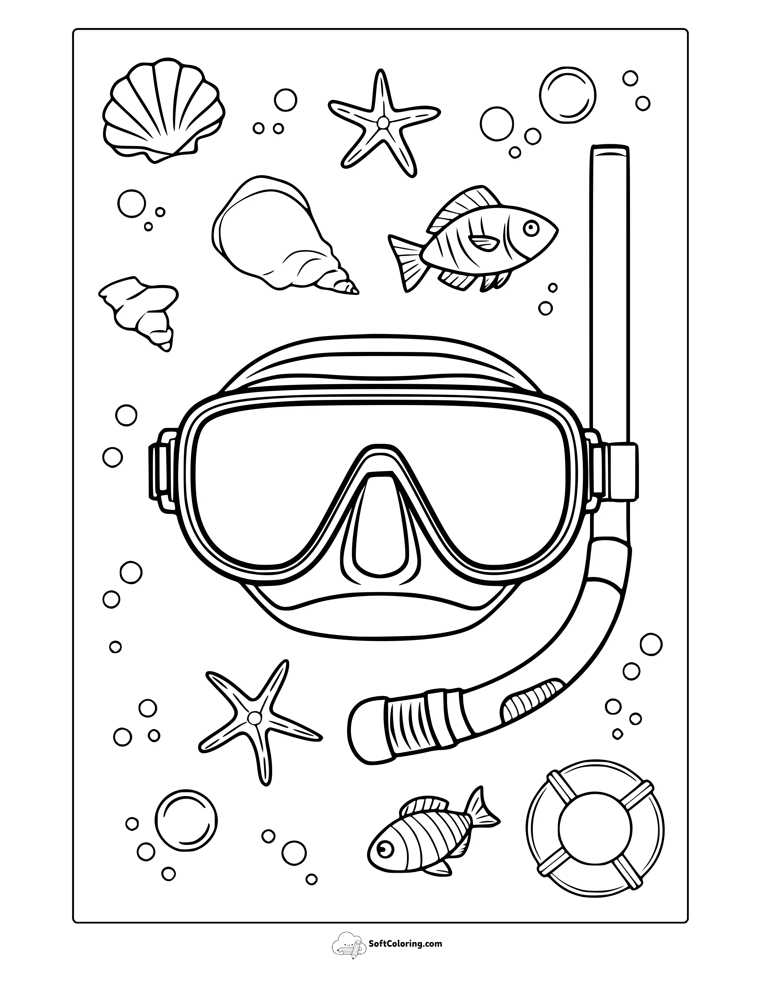 Sea Elements Coloring Page