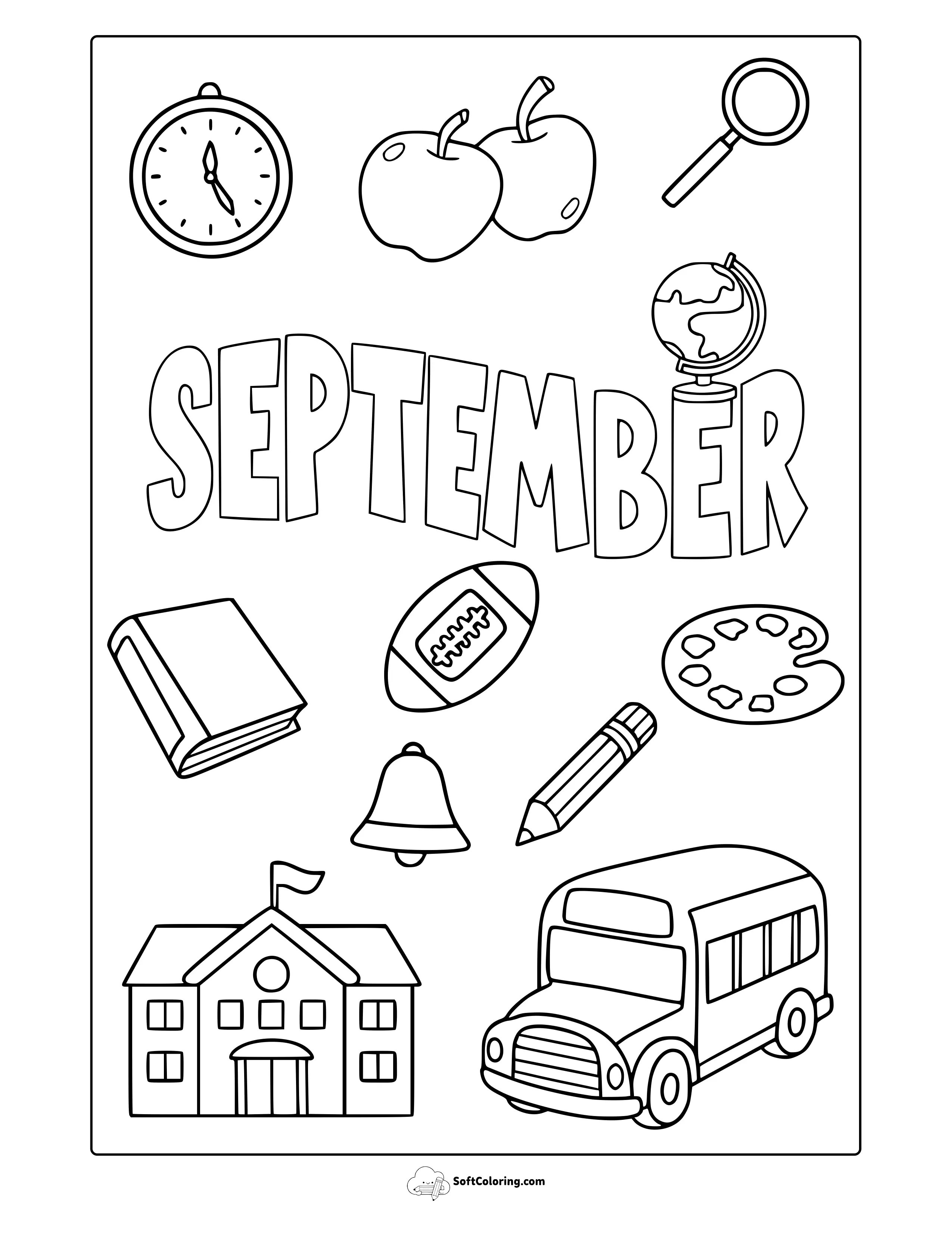 September Back To School Coloring Page