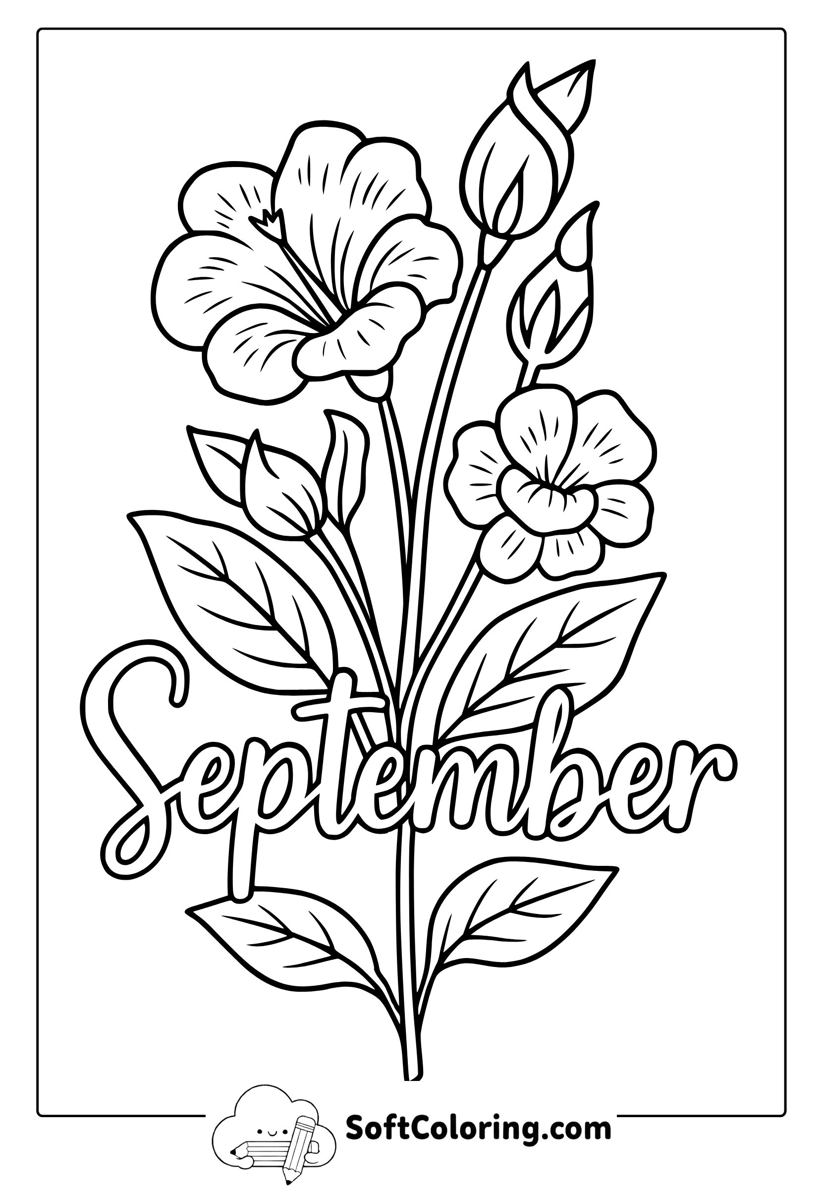september flowers coloring page