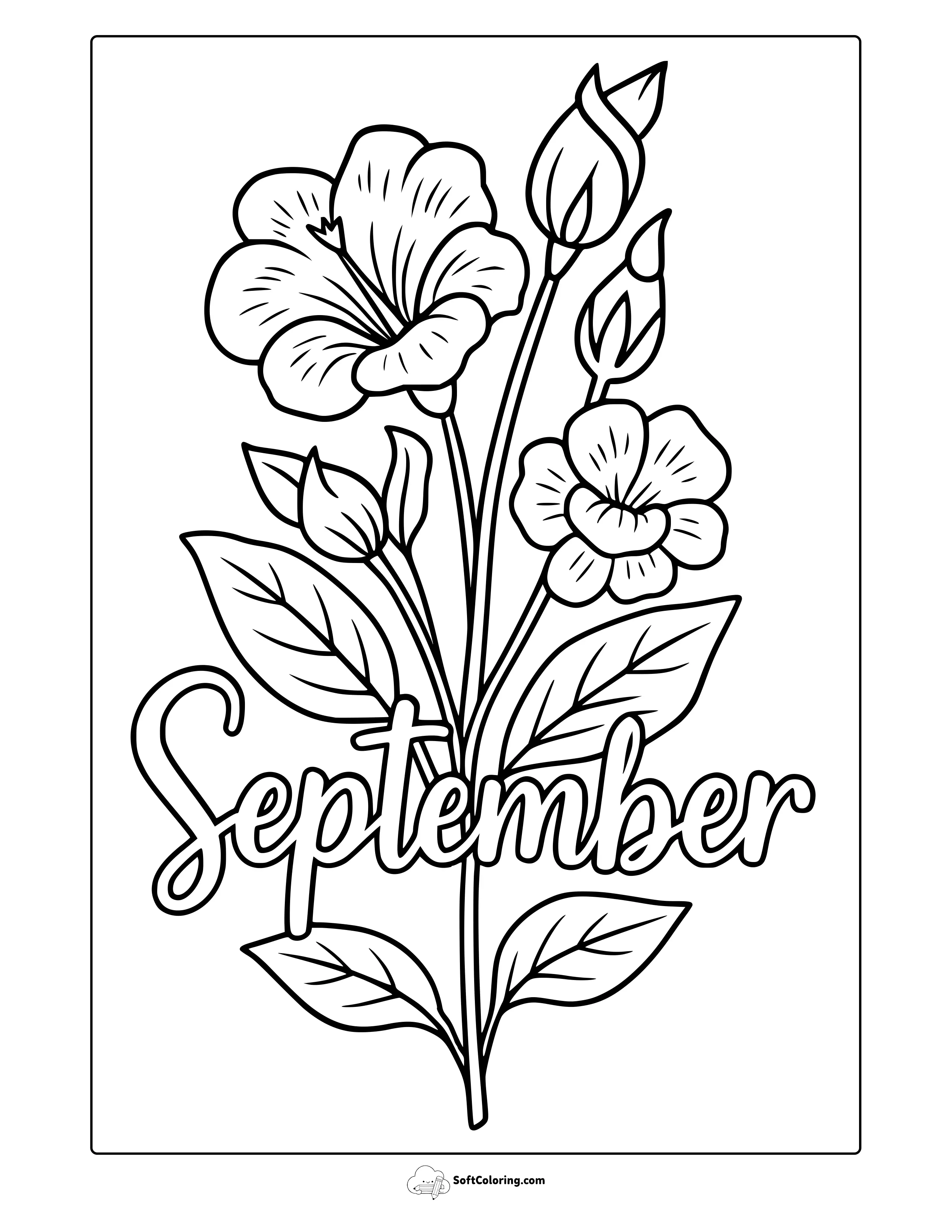 September Flowers Coloring Page