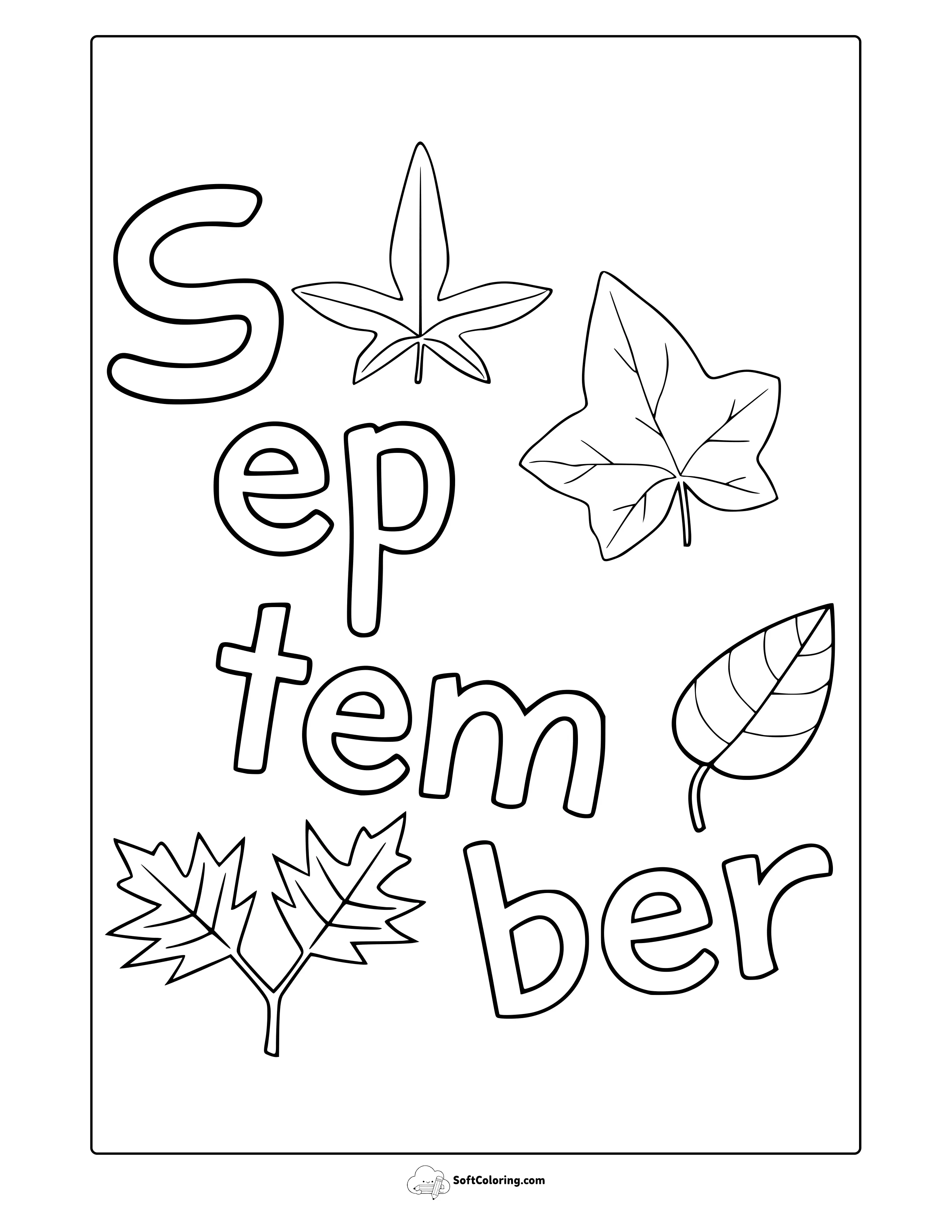 September Leaves Coloring Page