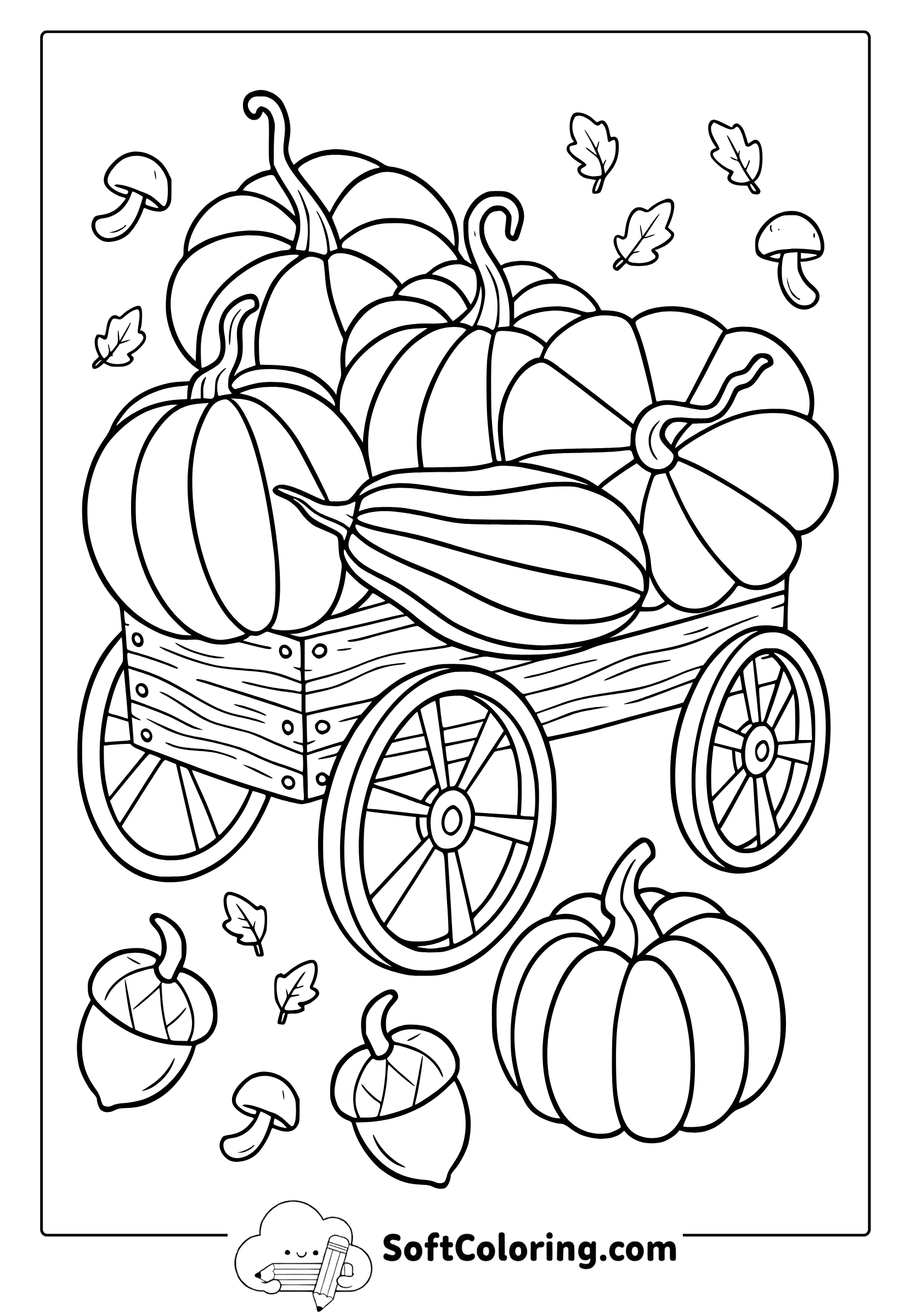 september pumpkins in wagon coloring page