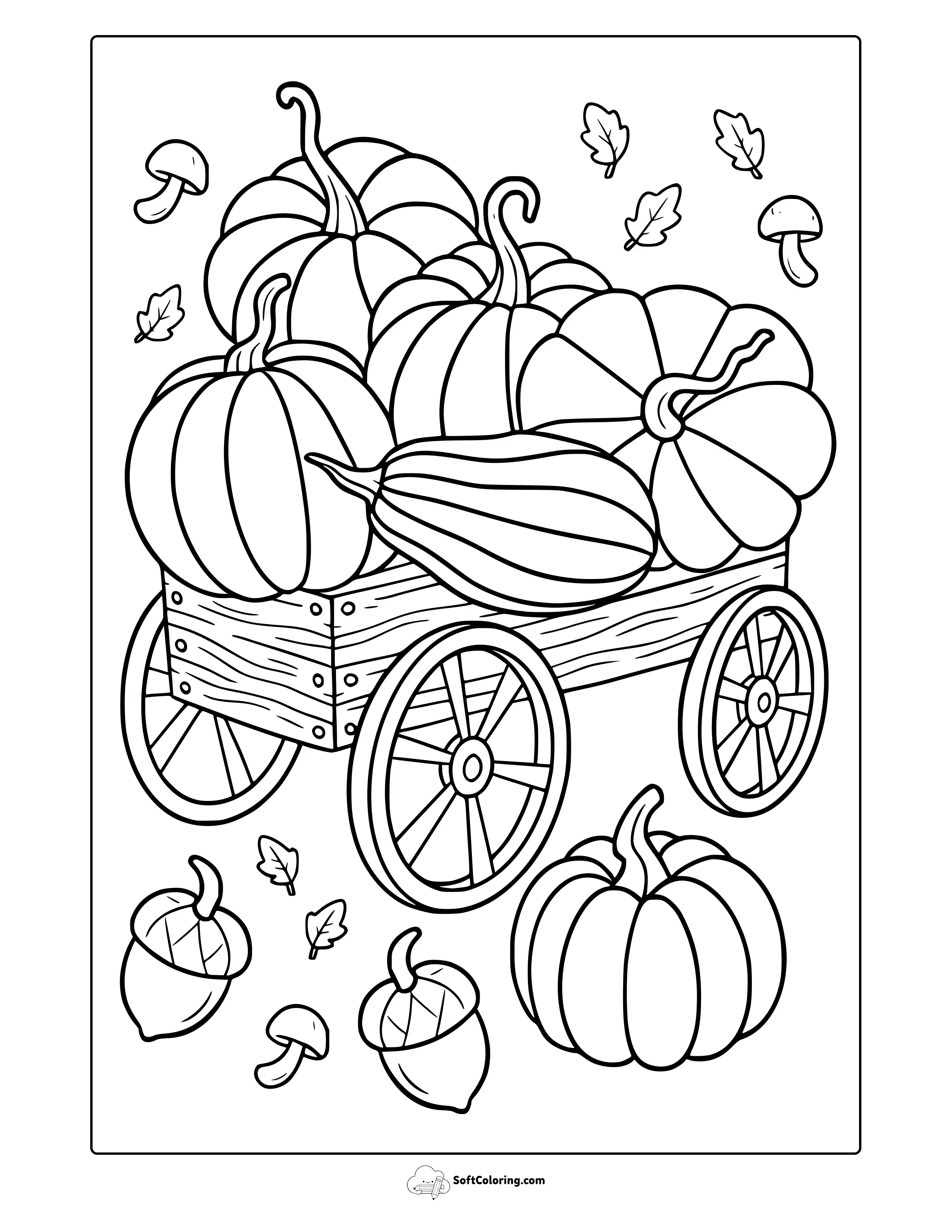 September Pumpkins In Wagon Coloring Page