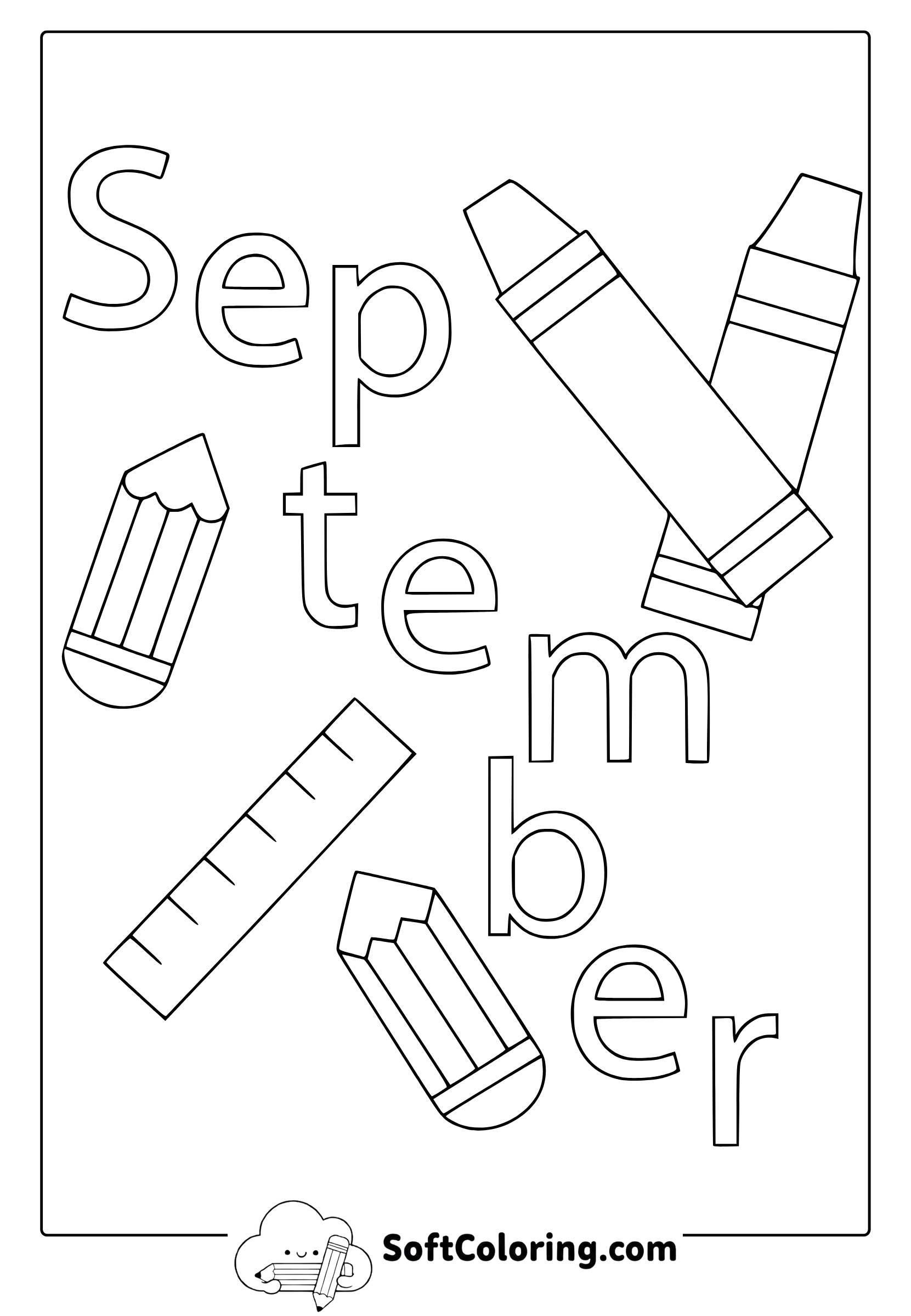 september school equipments coloring page