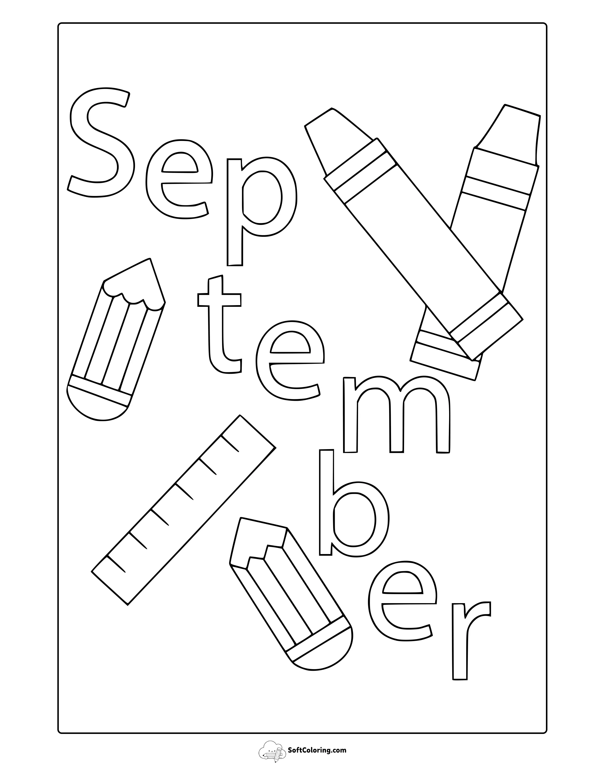 September School Equipments Coloring Page