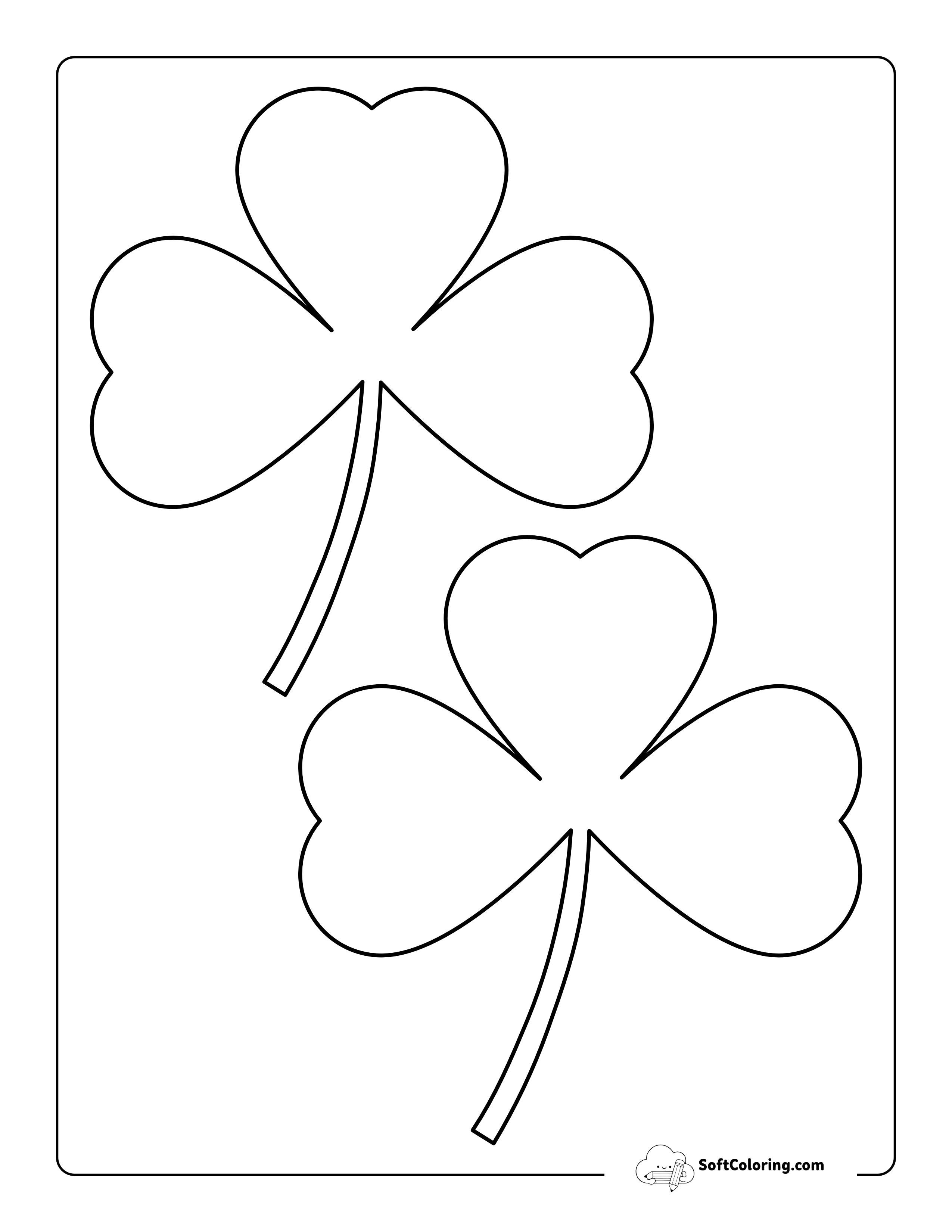 Heart-Shaped Shamrock Template - Medium