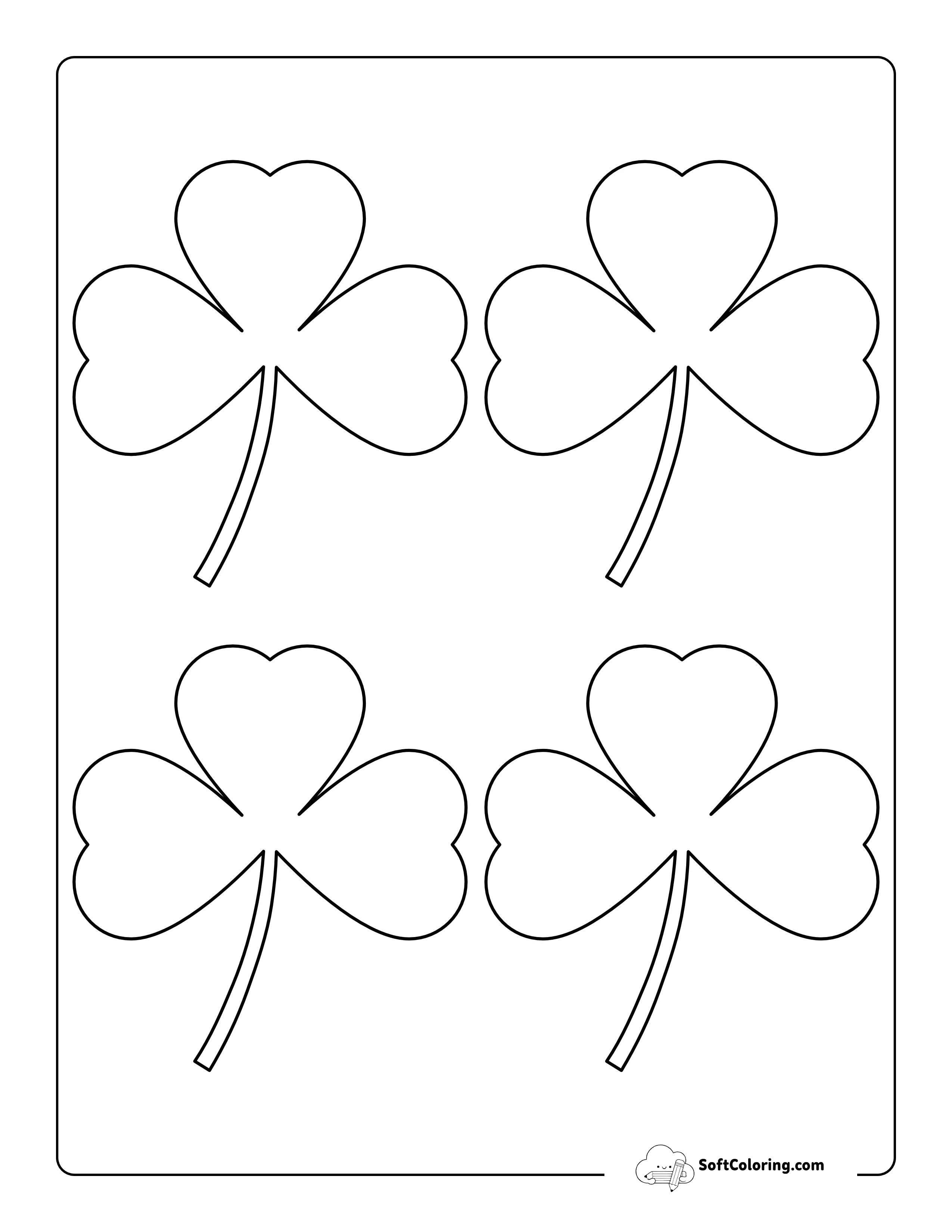 Heart-Shaped Shamrock Template - Small