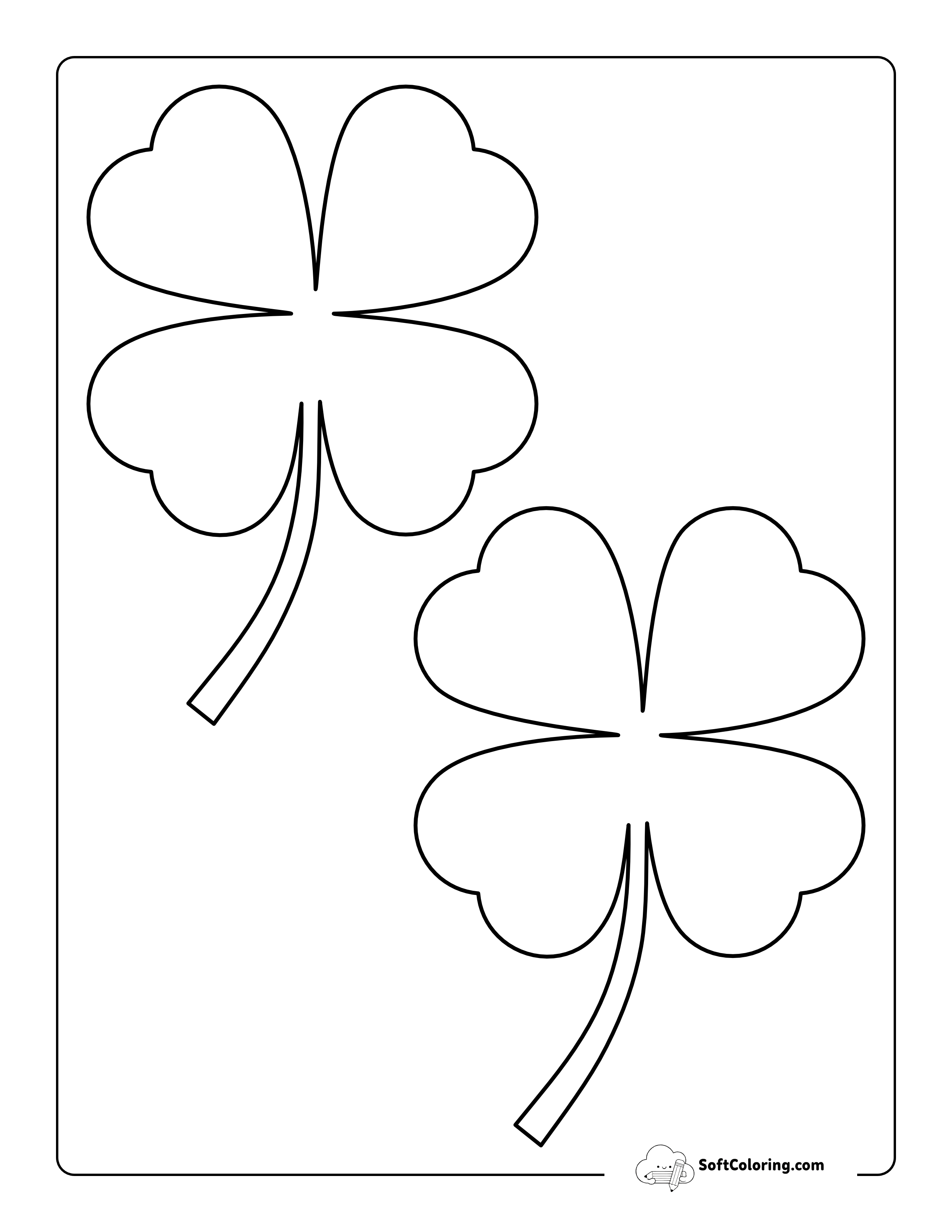 Heart-Shaped Four Leaf "Shamrock" Outline - Medium