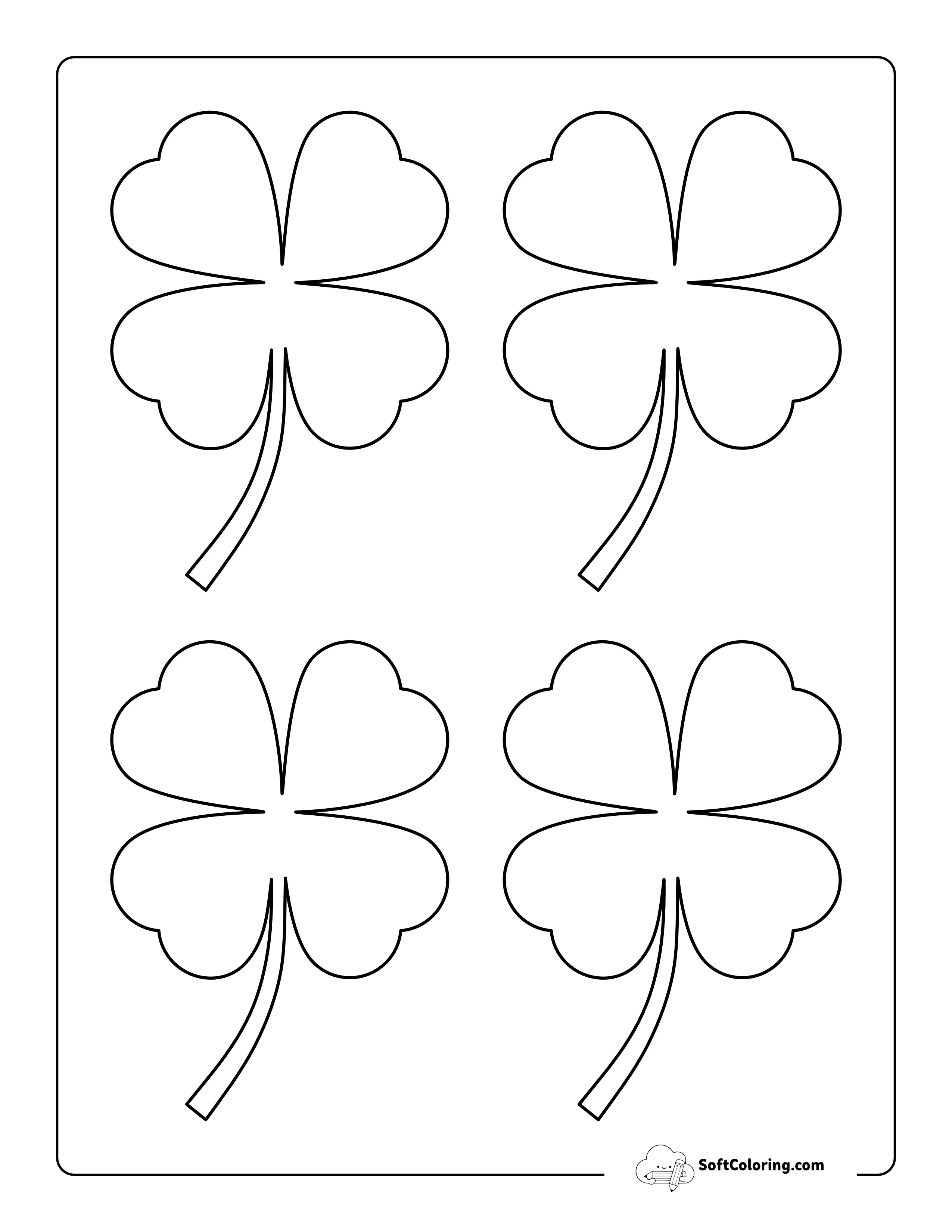 Heart-Shaped Four Leaf "Shamrock" Outline - Small