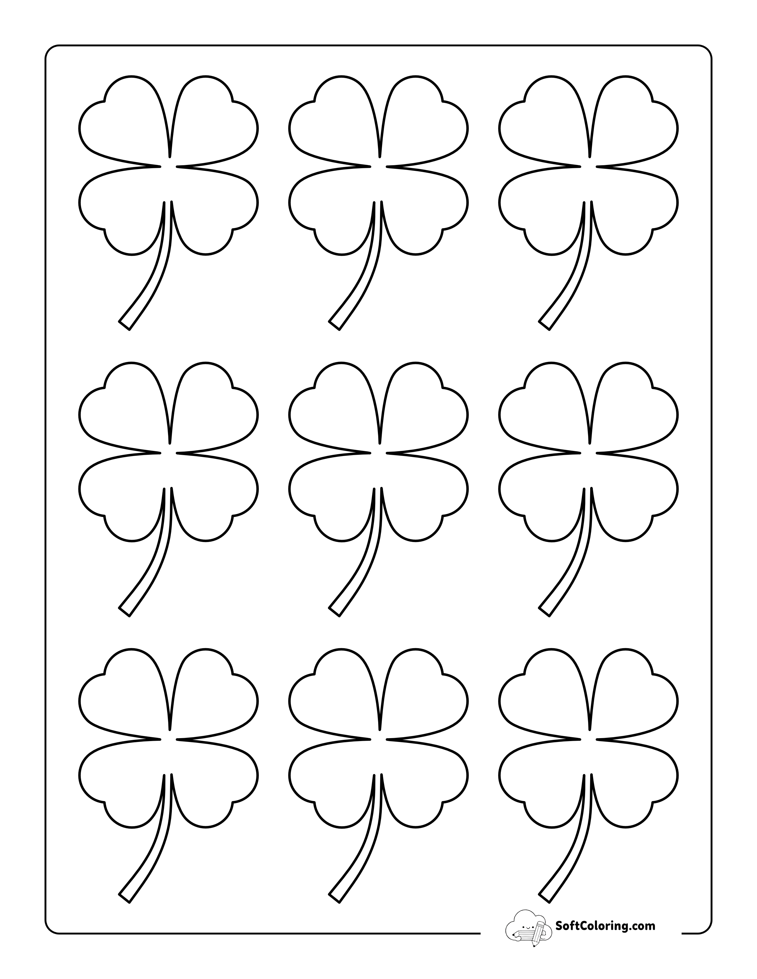 Heart-Shaped Four Leaf "Shamrock" Outline - Extra Small