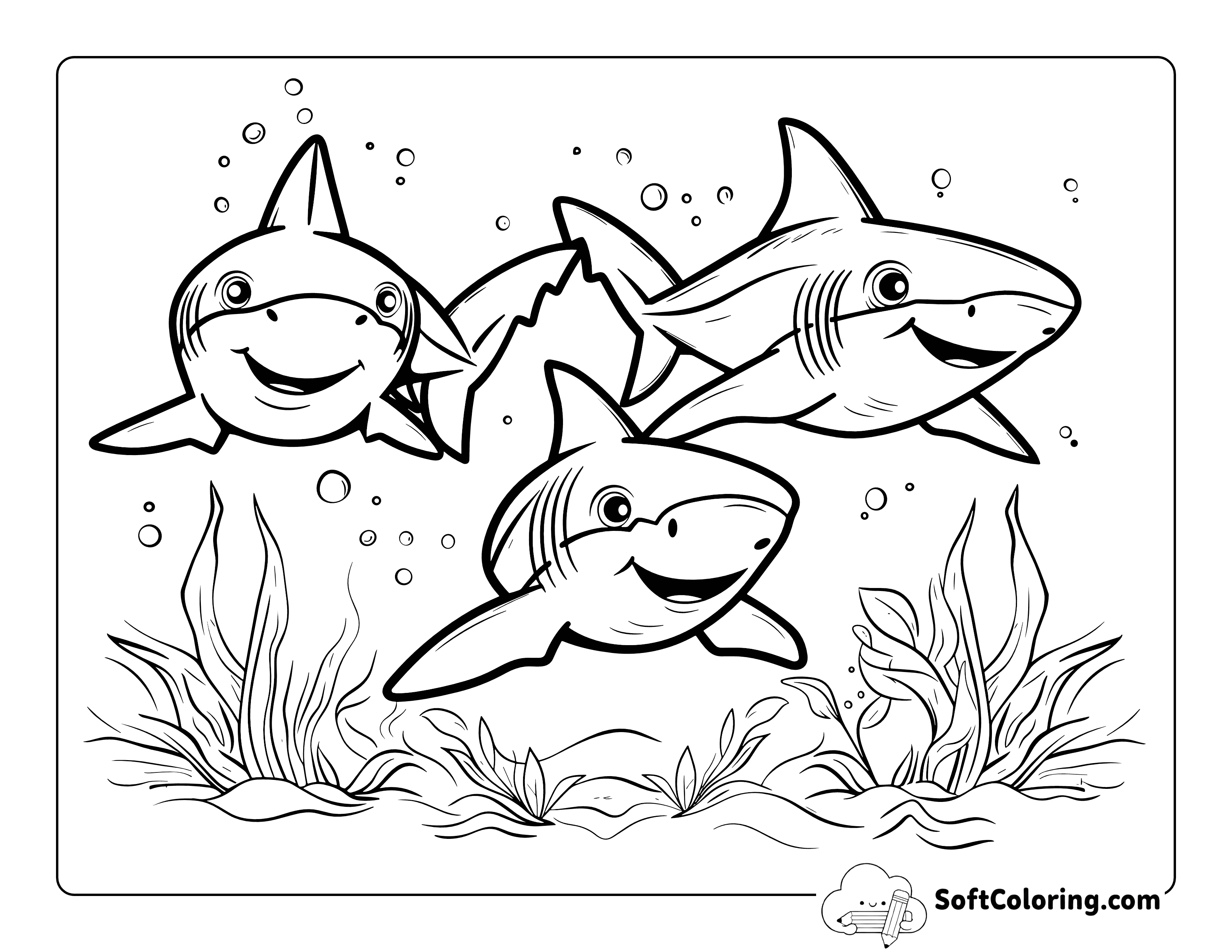 Baby Mako Sharks Coloring Page