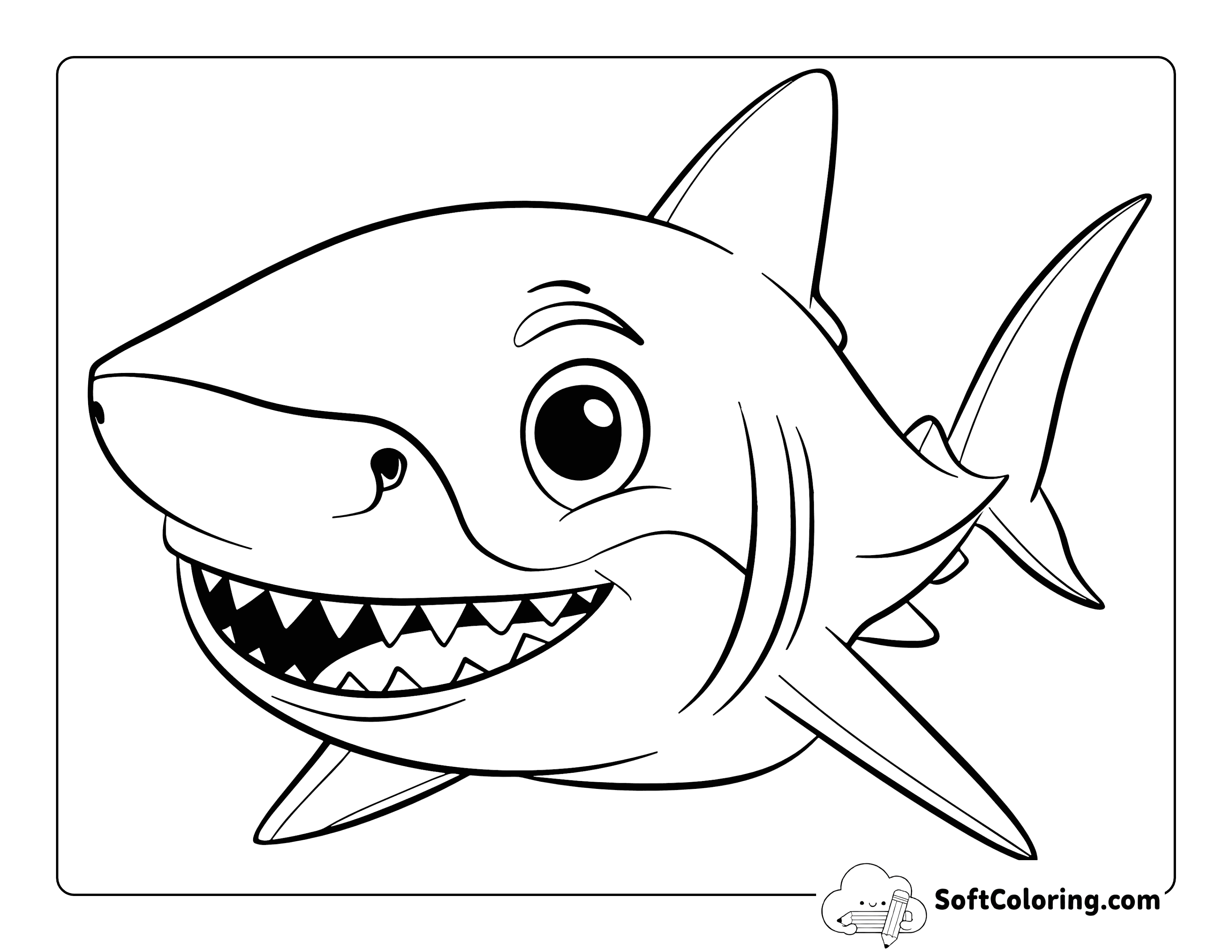 Cute Baby Mako Shark Coloring Sheet