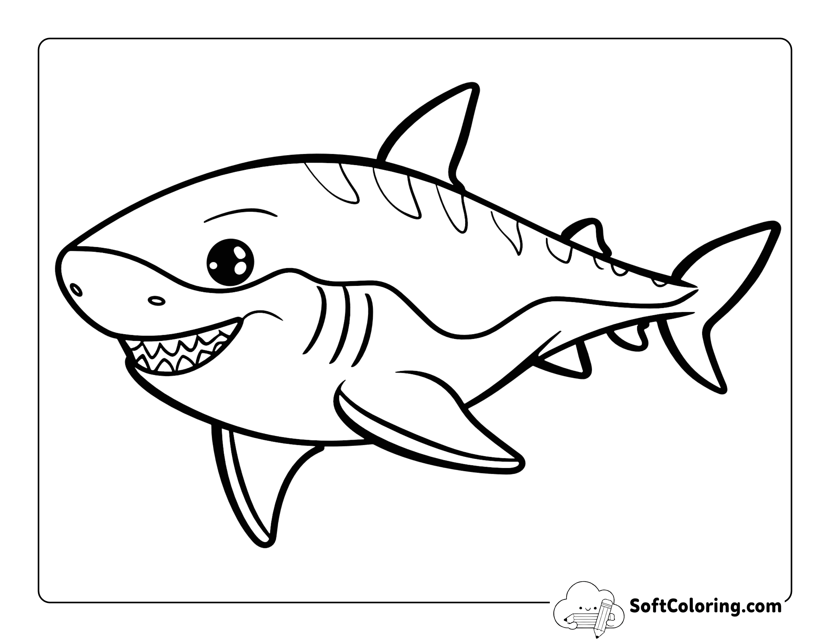 Cute Tiger Shark Coloring Page