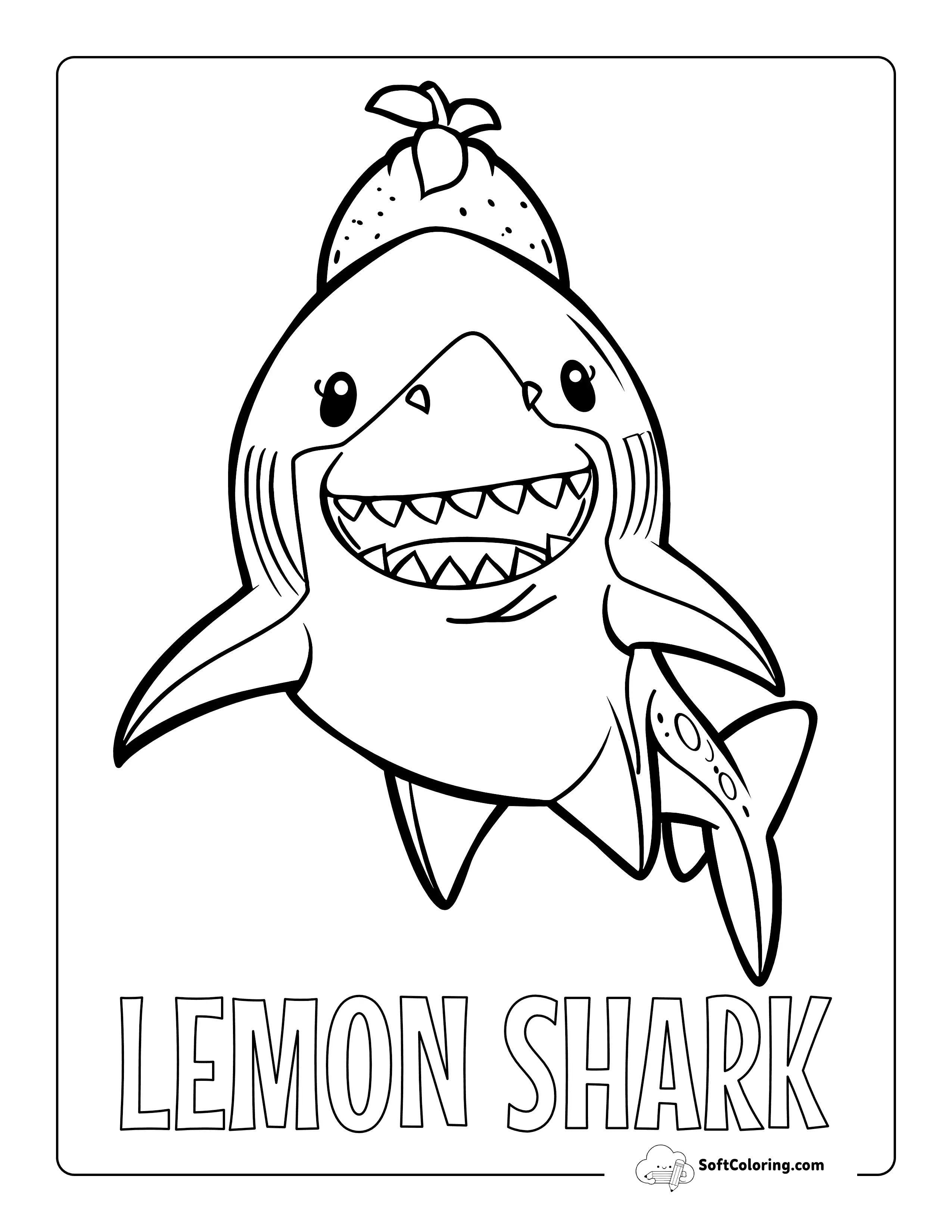 Cute Lemon Shark Coloring Page Pdf