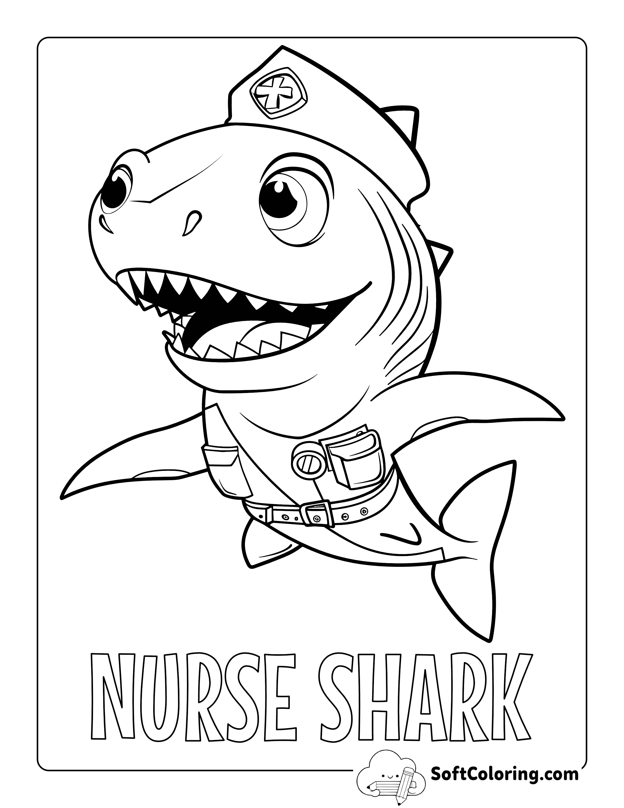 Nurse Shark Cute Coloring Printable