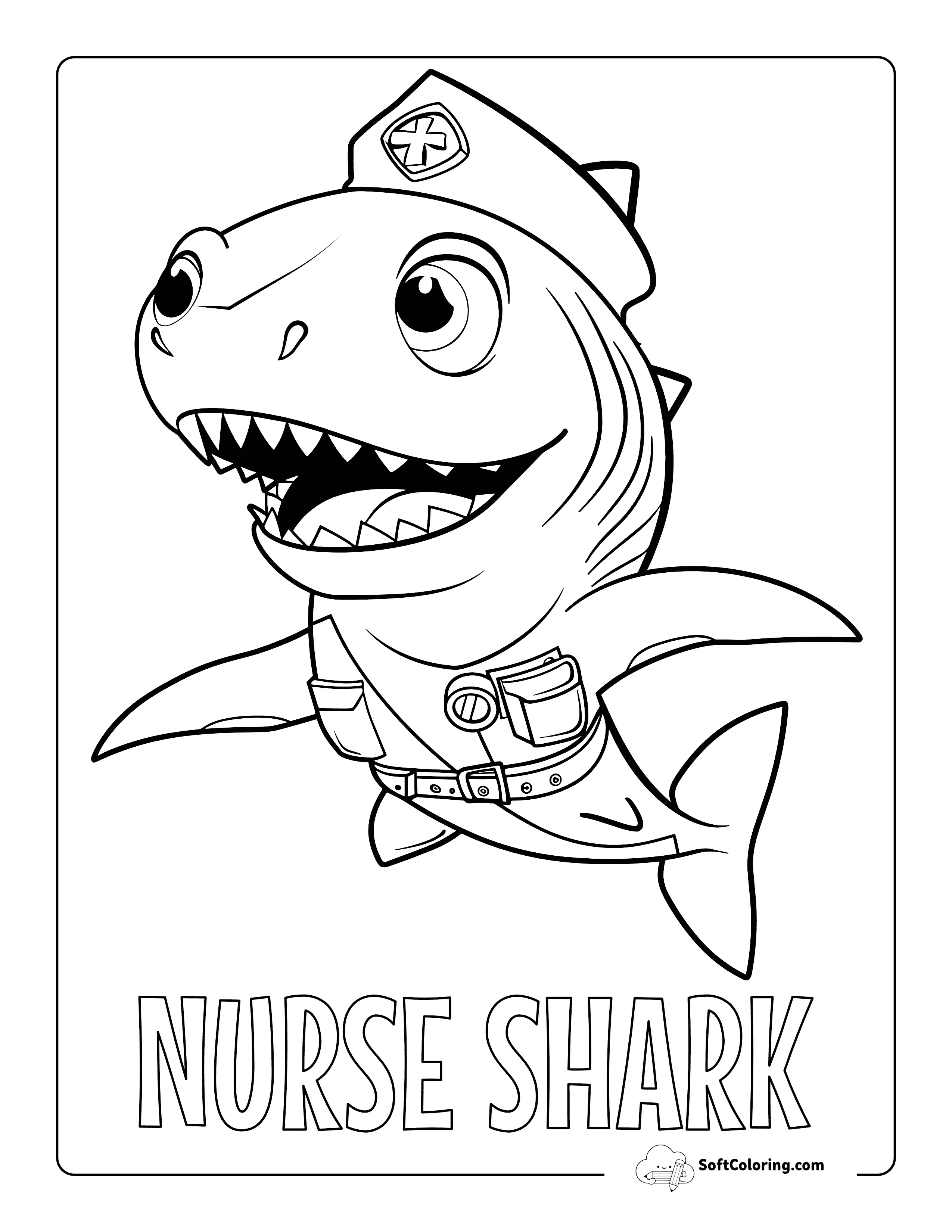 Nurse Shark Cute Coloring Printable