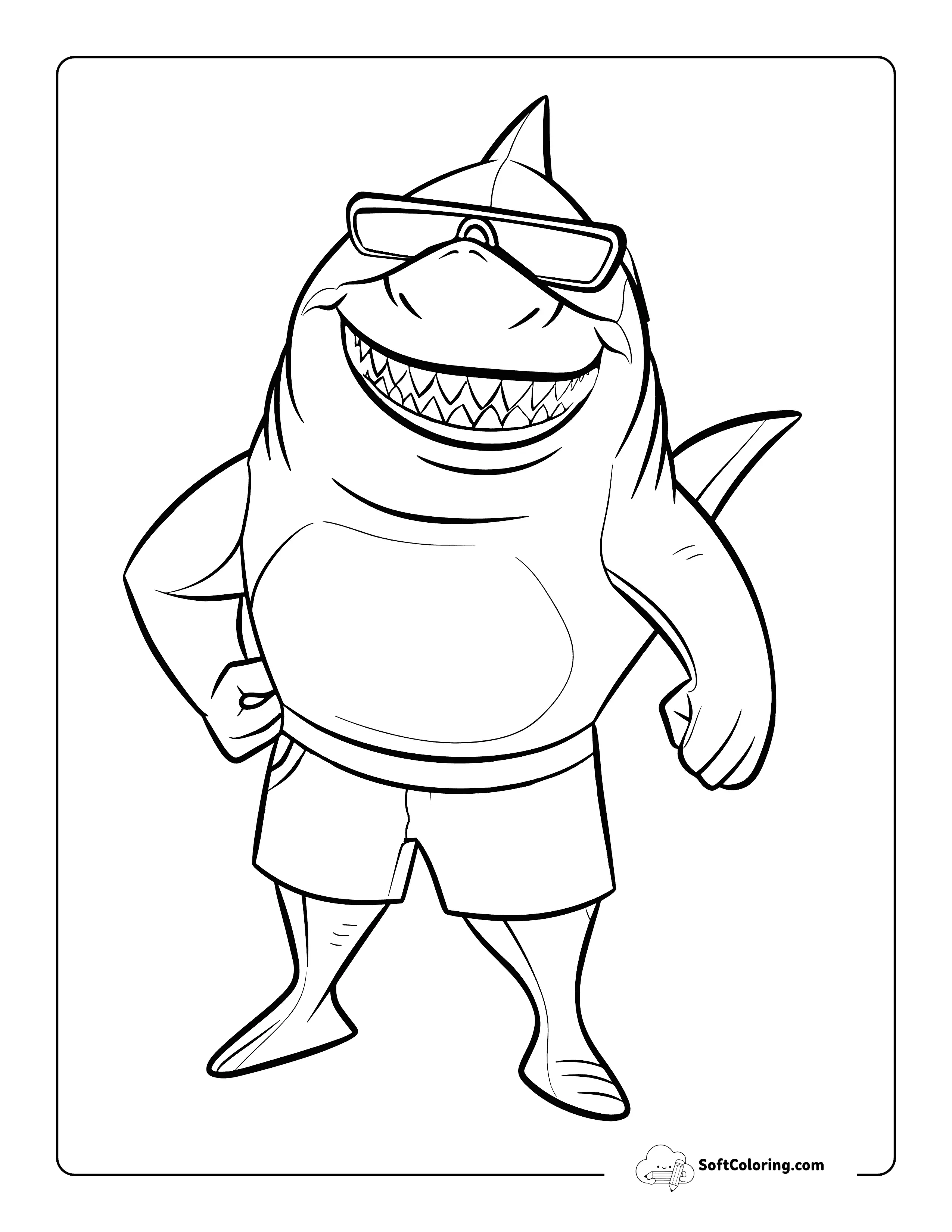 Swim Trunks Cool Shark Coloring Page For Teens