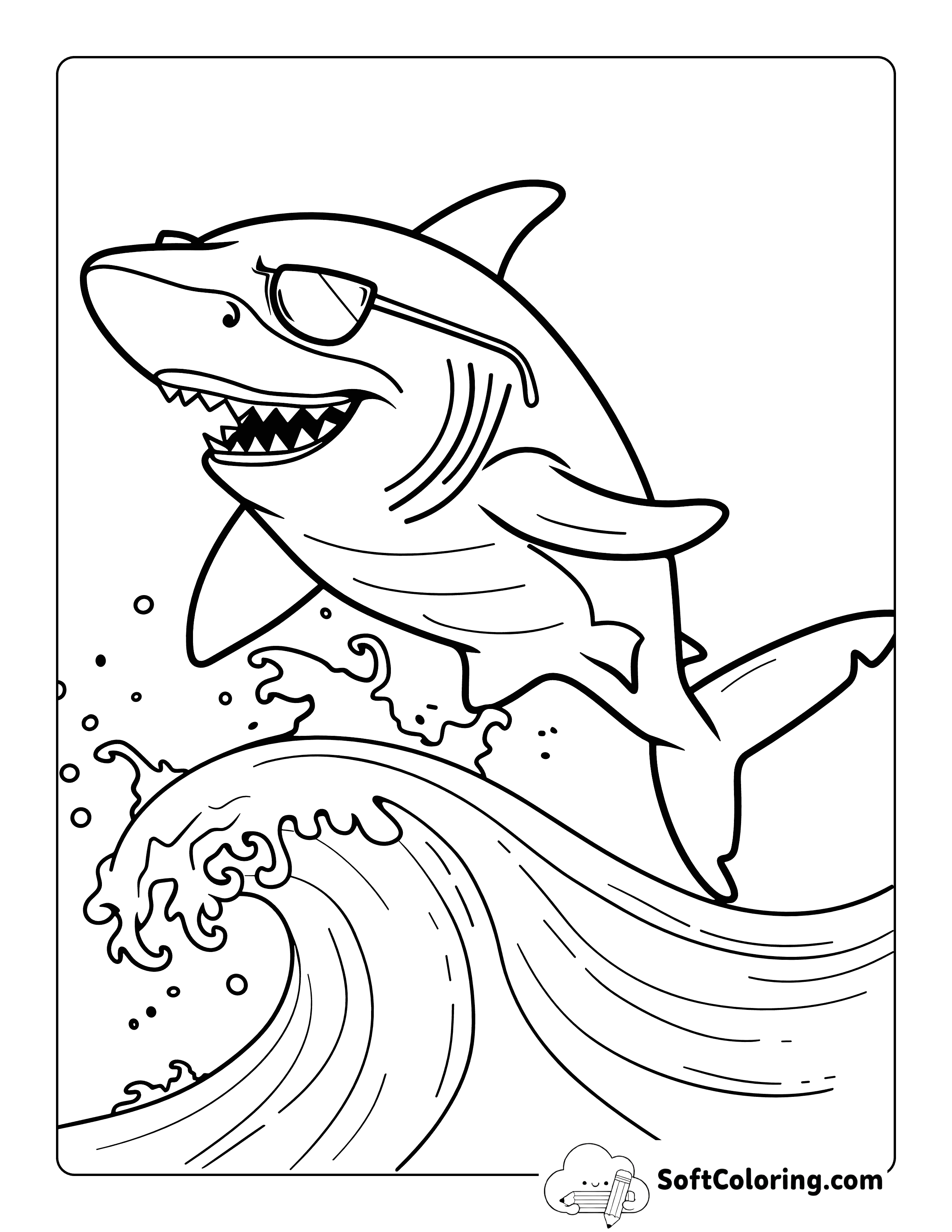 Cool Sunglasses Shark Jumping a Wave